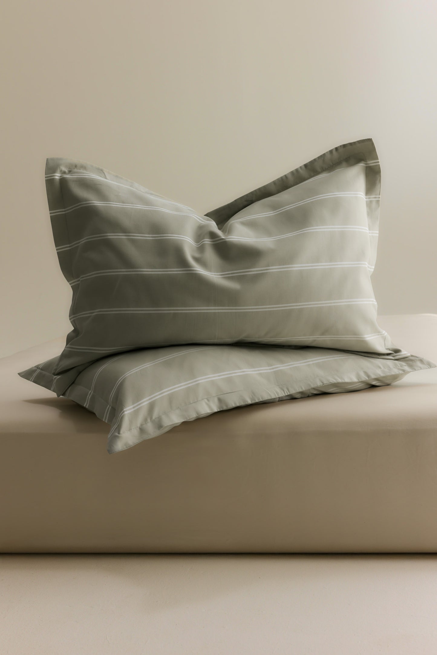 Duvet Cover and Sham Set in Sage/Natural Stripe