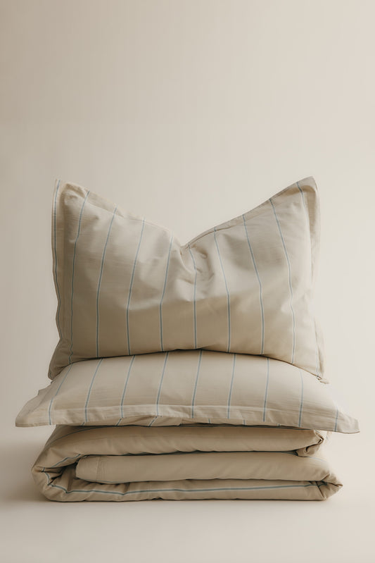 Duvet Cover and Sham Set in Sand/Natural Stripe