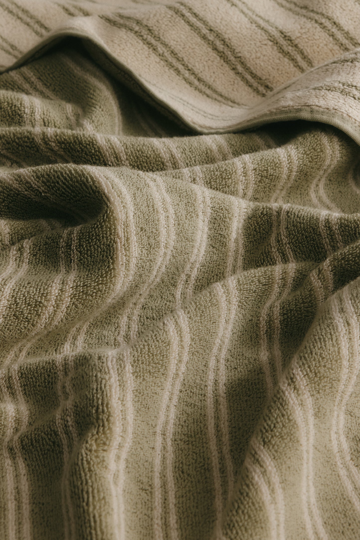 Egyptian Cotton Bath Sheet in Sage/Natural Stripe