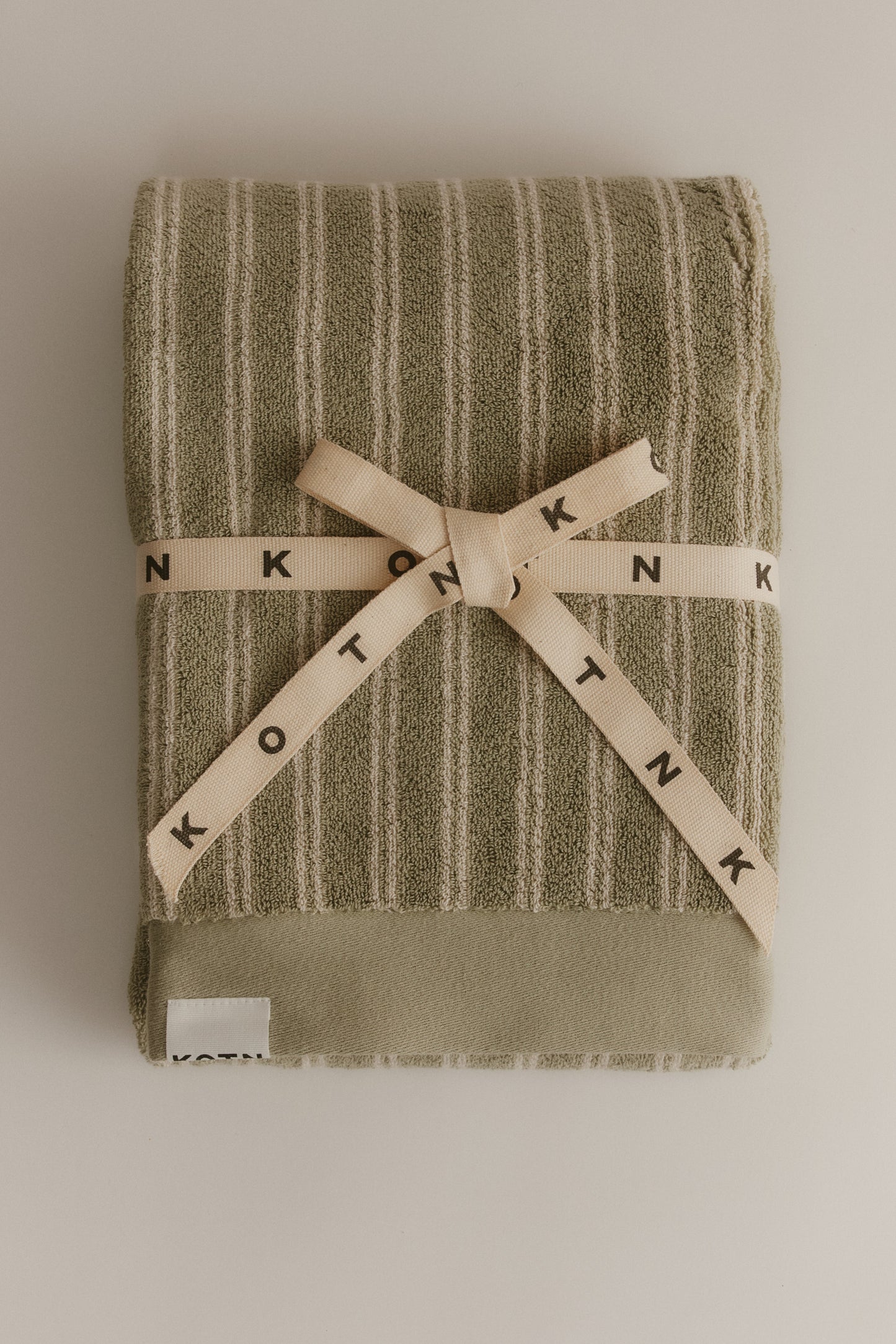 Egyptian Cotton Bath Sheet in Sage/Natural Stripe