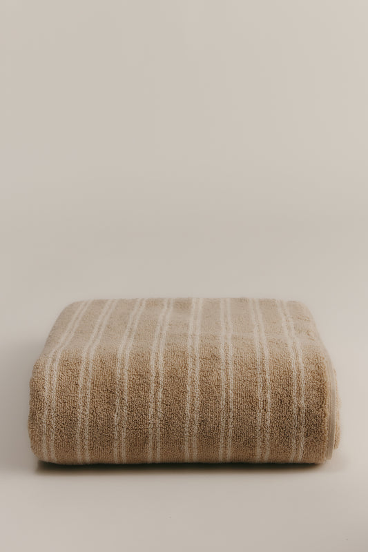 Egyptian Cotton Bath Sheet in Sand/Natural Stripe