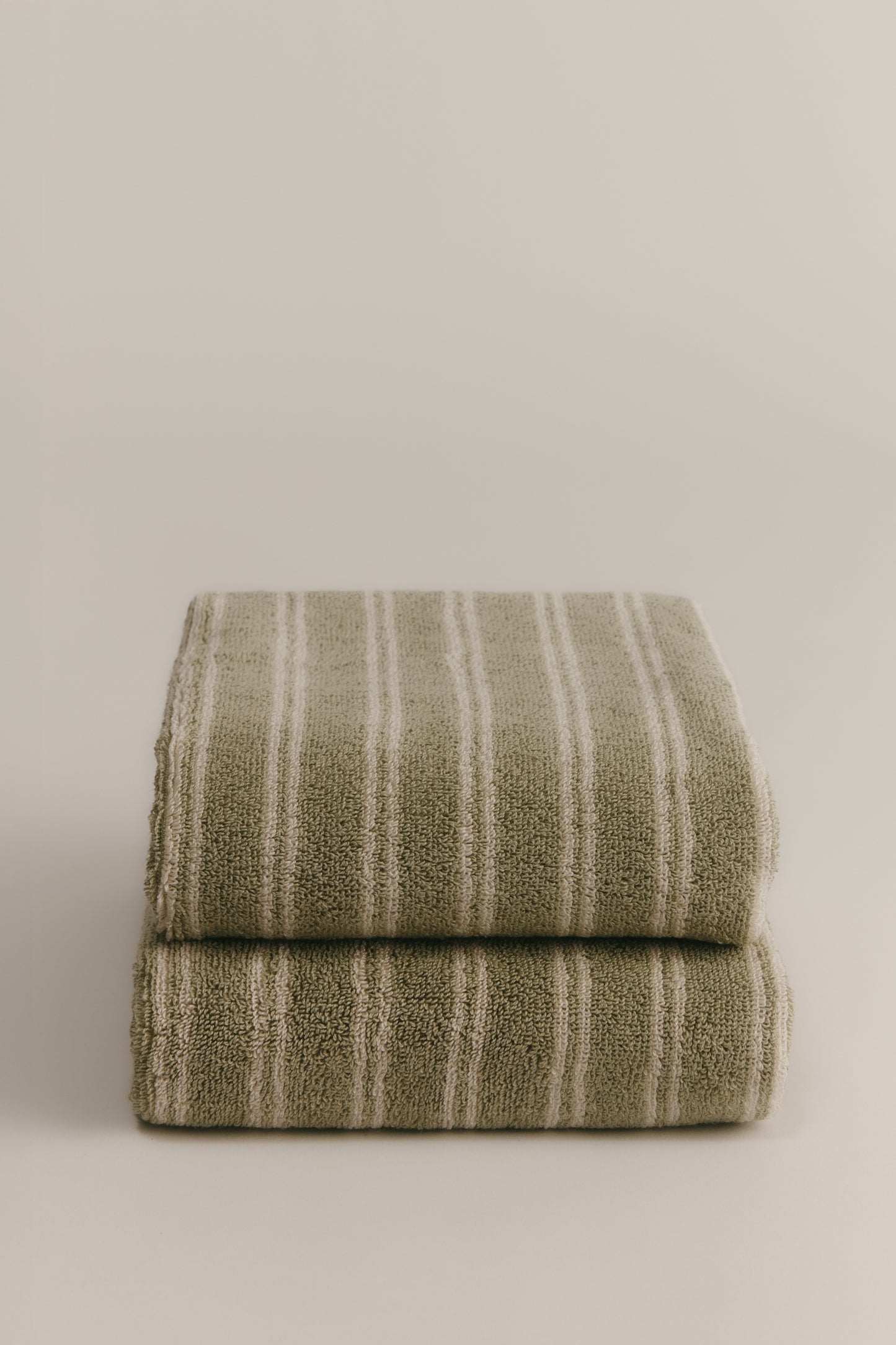Egyptian Cotton Hand Towel (2 Pack) in Sage/Natural Stripe