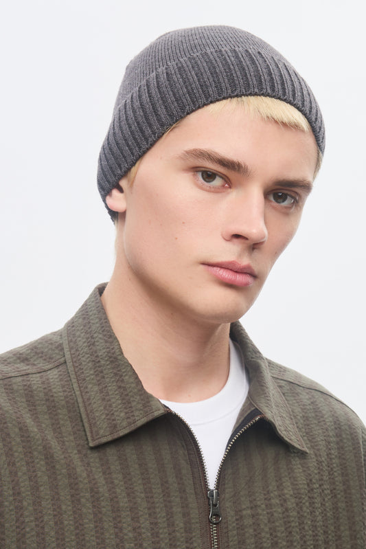 Elba Merino Beanie in Charcoal Melange