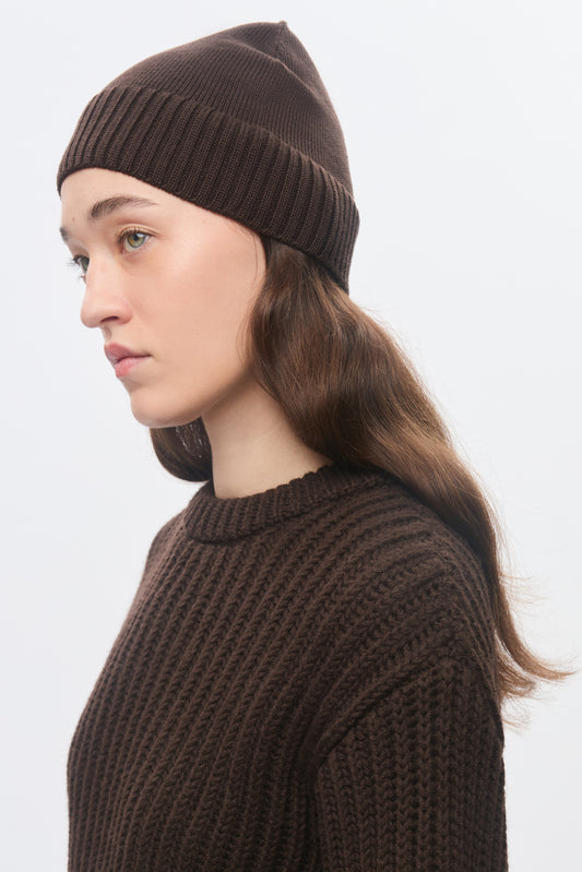 Elba Merino Beanie in Coffee Bean