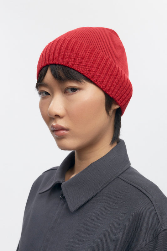 Elba Merino Beanie in Fiery Red