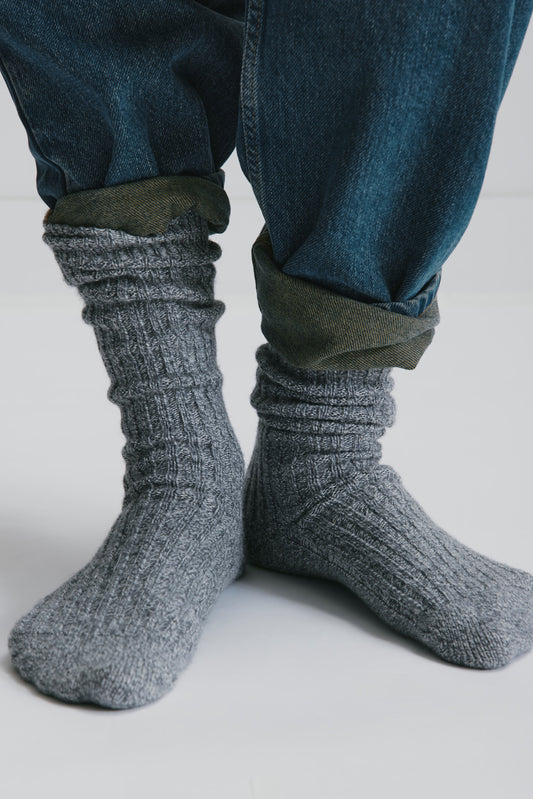 Highlands Sweater Socks in Charcoal/Oat Melange
