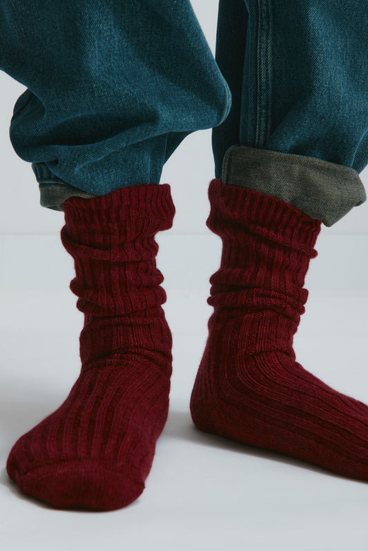Highlands Sweater Socks in Sunstar Red