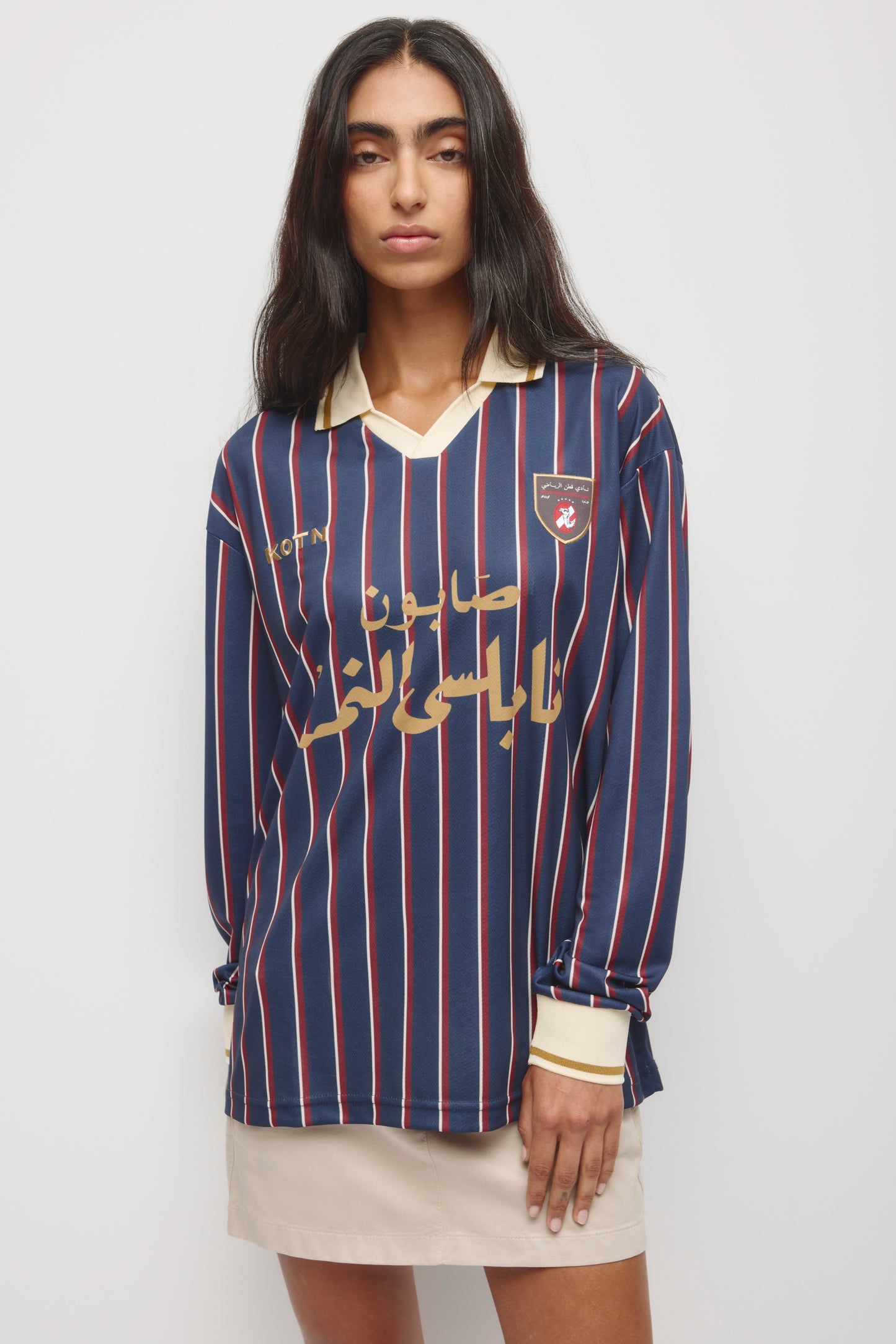 Kotn LS Soccer Jersey in Deep Ocean/Carmine/Birch