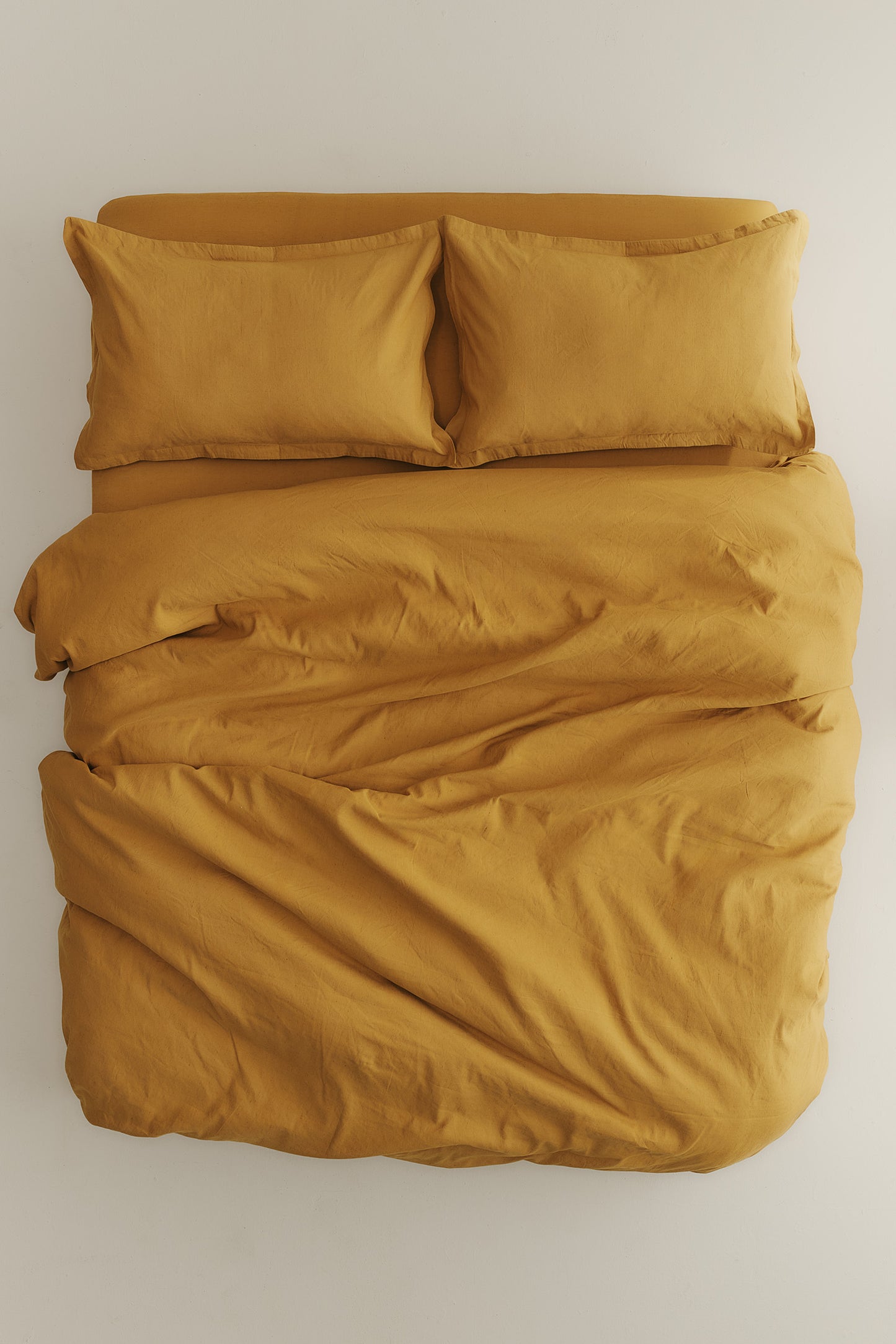 Linen Duvet Cover and Sham Set in Mustard Gold