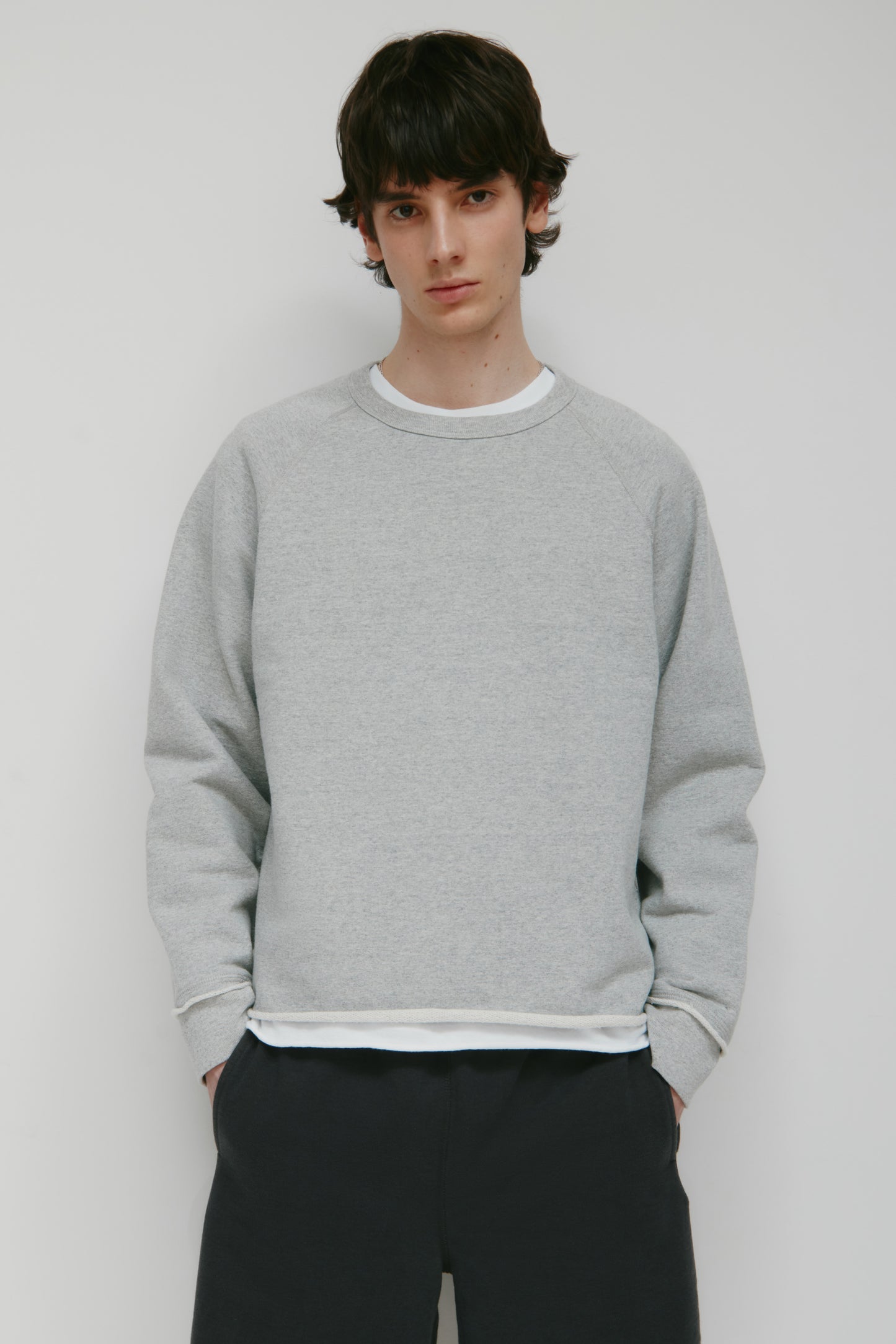 Men's Asr Cut-off Crewneck in Heather Grey