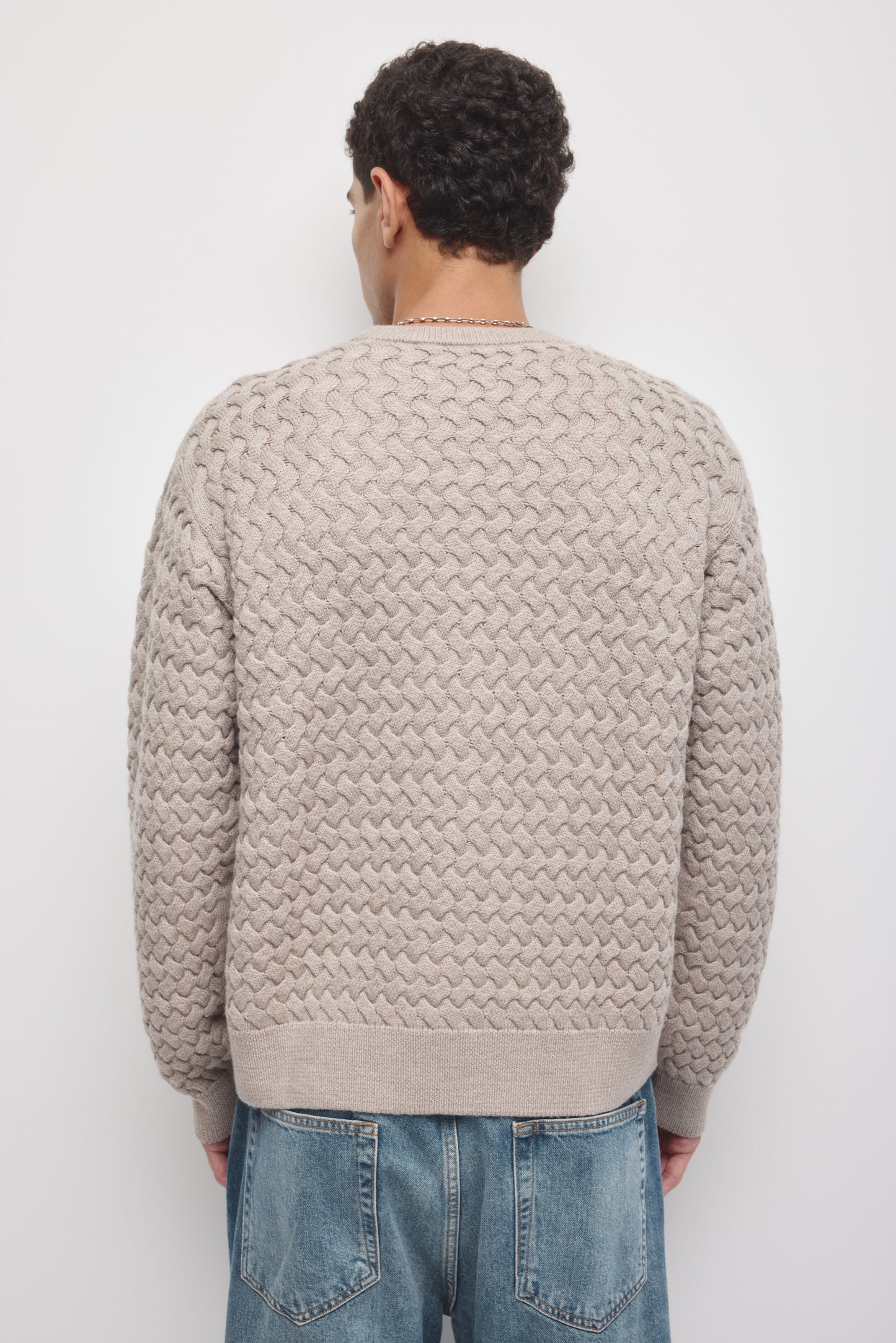 Men's Basket Stitch Sweater in Teak
