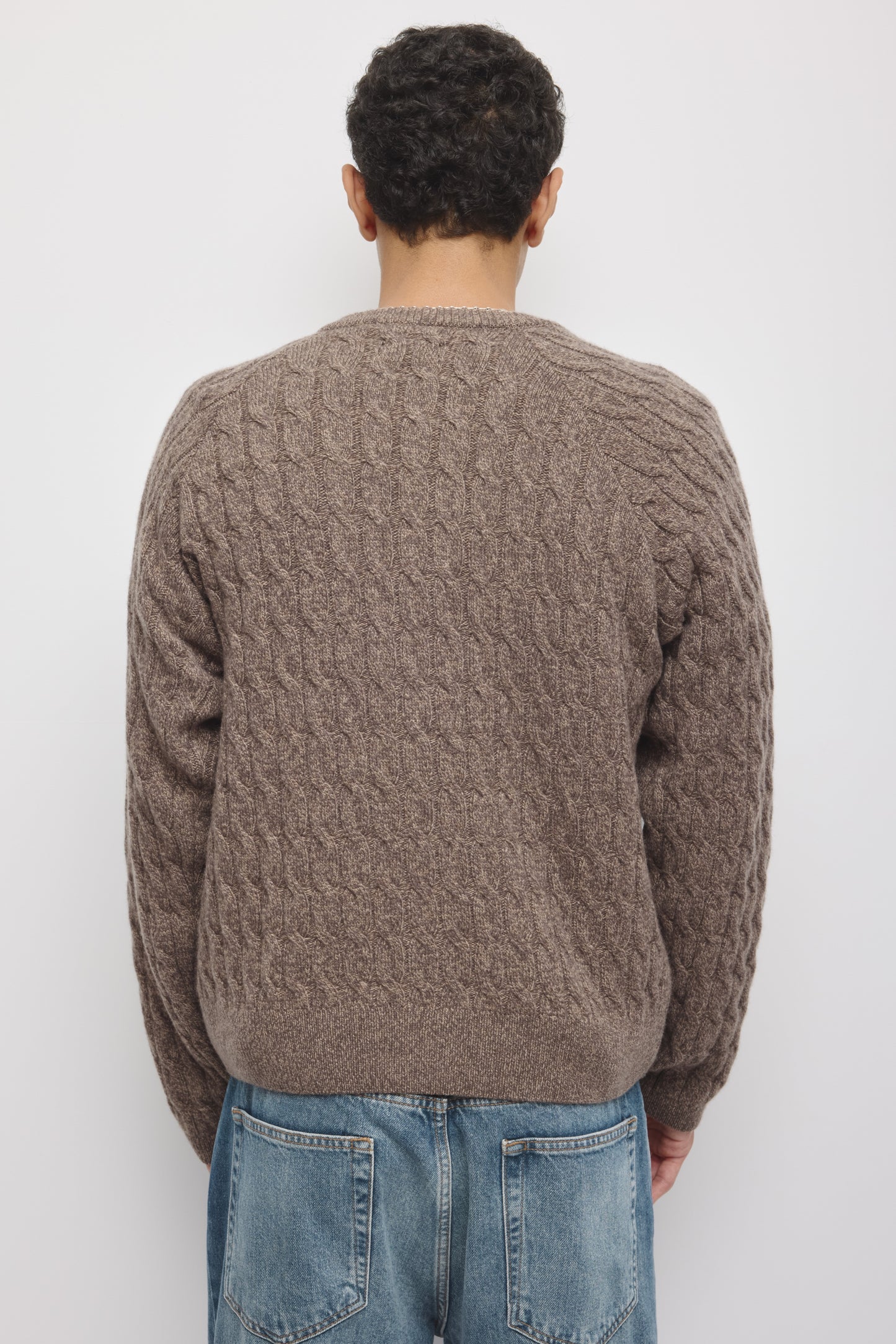 Men's Cable Stitch Cardigan in Bark