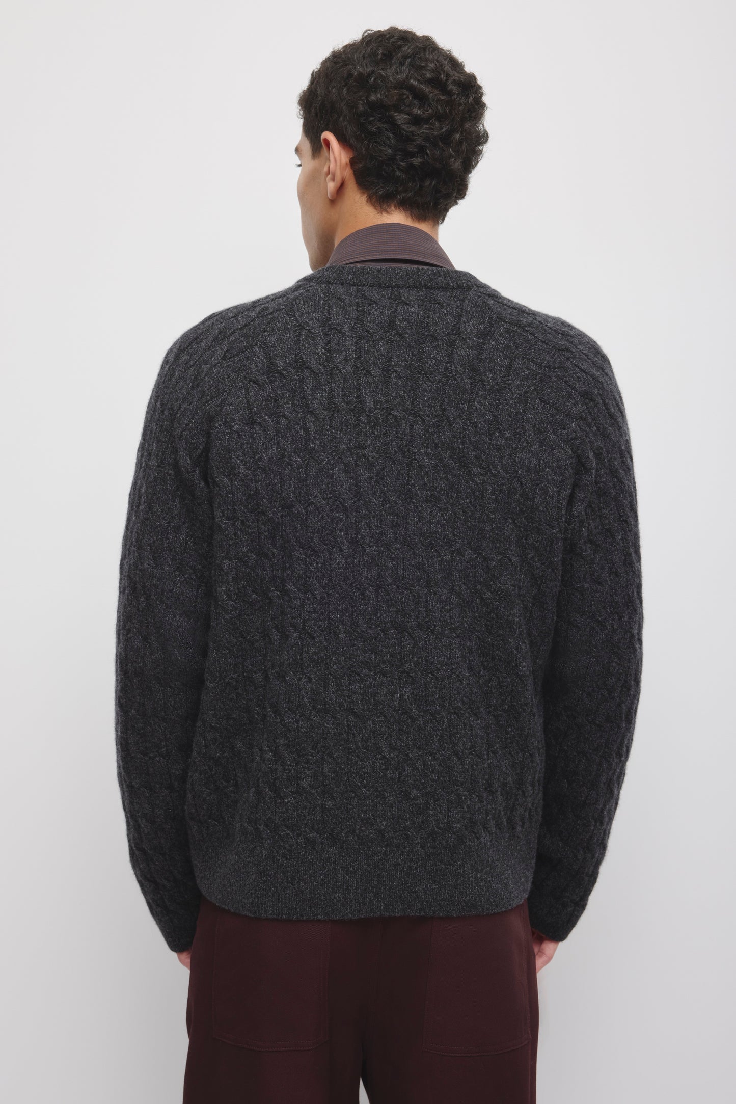 Men's Cable Stitch Cardigan in Charcoal