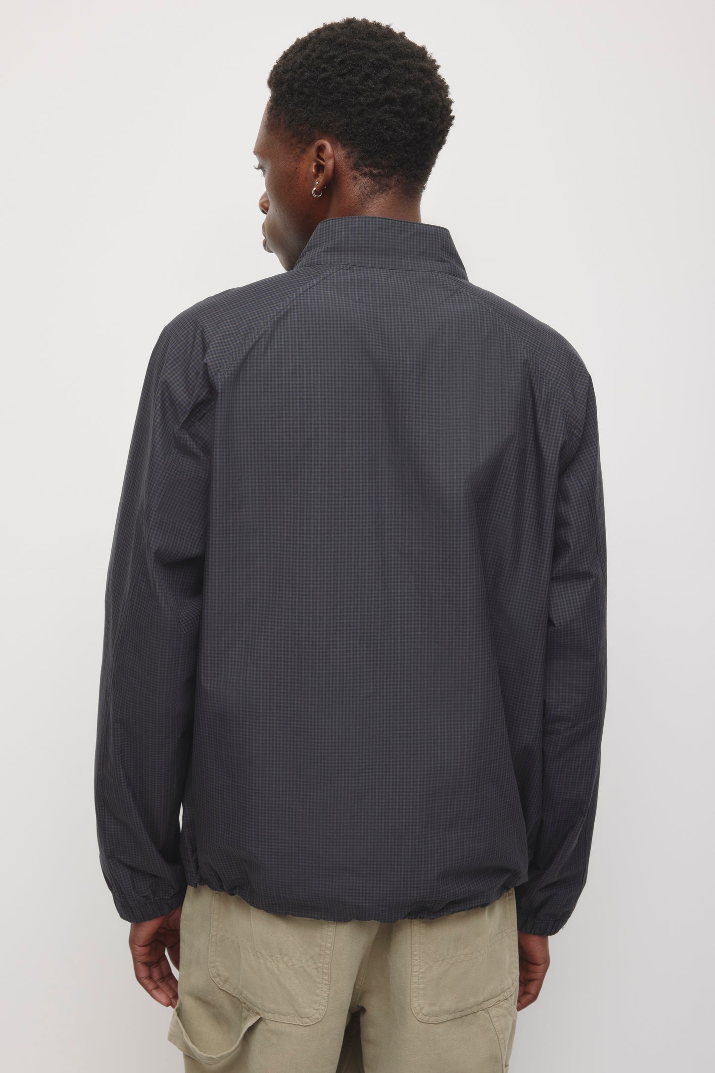 Men's Check Zip Up Jacket in Pitch Navy/Taupe Check