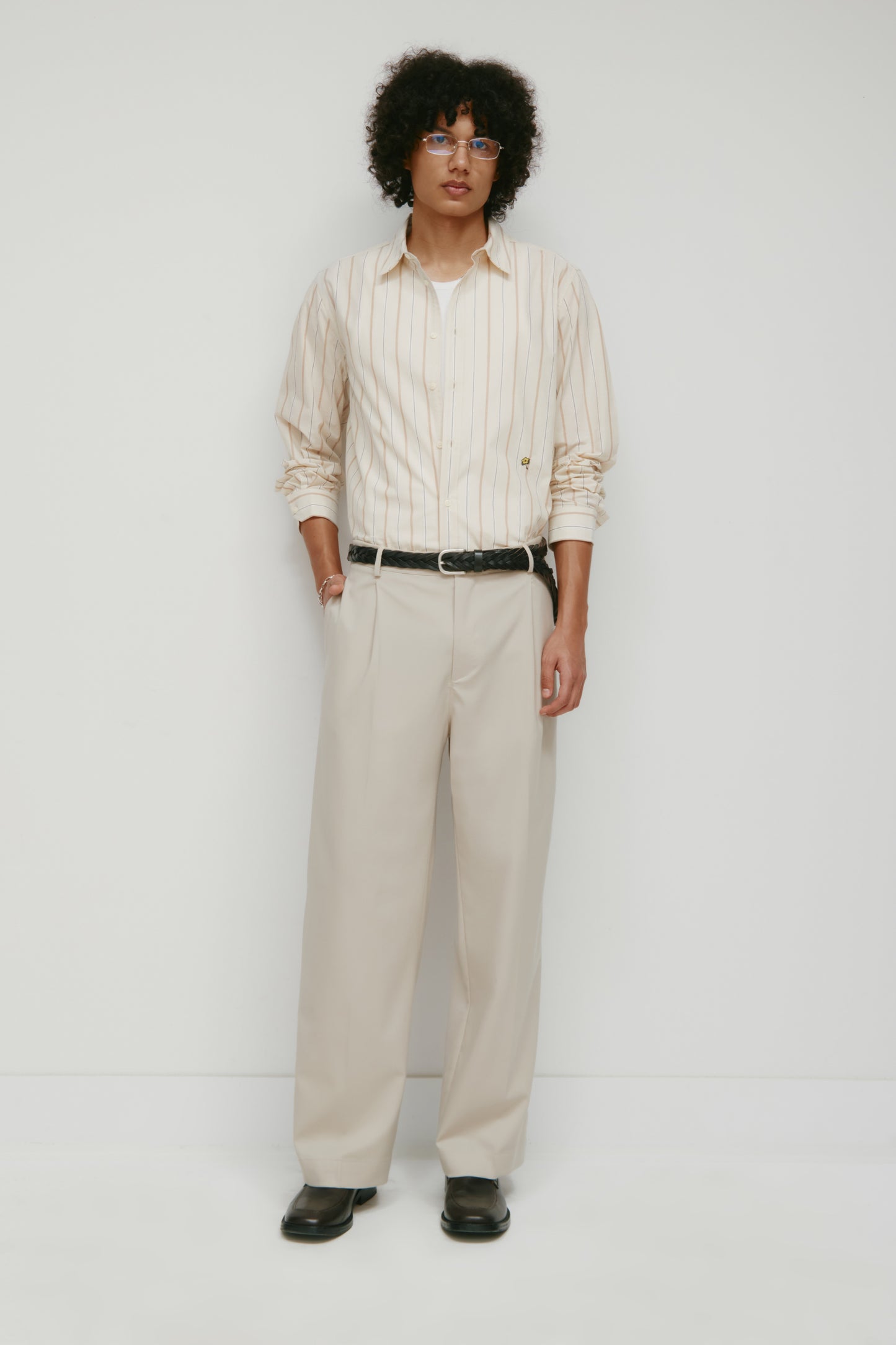 Men's Classic Stripe Shirt in Stone/Otter/Walnut Stripe