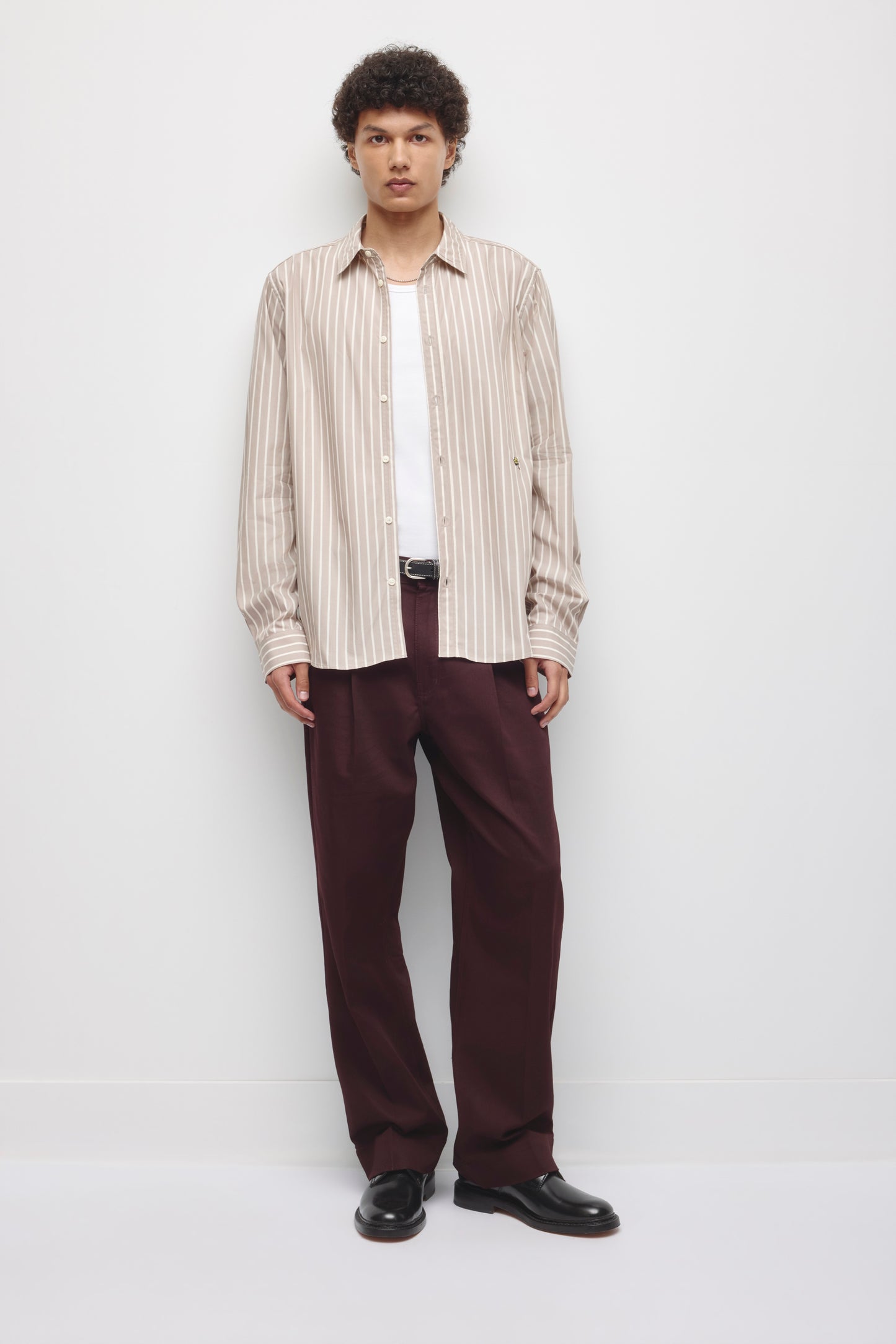 Men's Classic Stripe Shirt in Teak/Birch Stripe