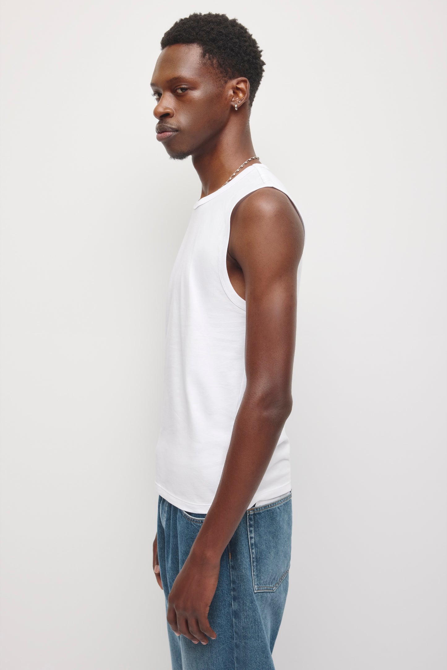 Men's Fitted Tank in White