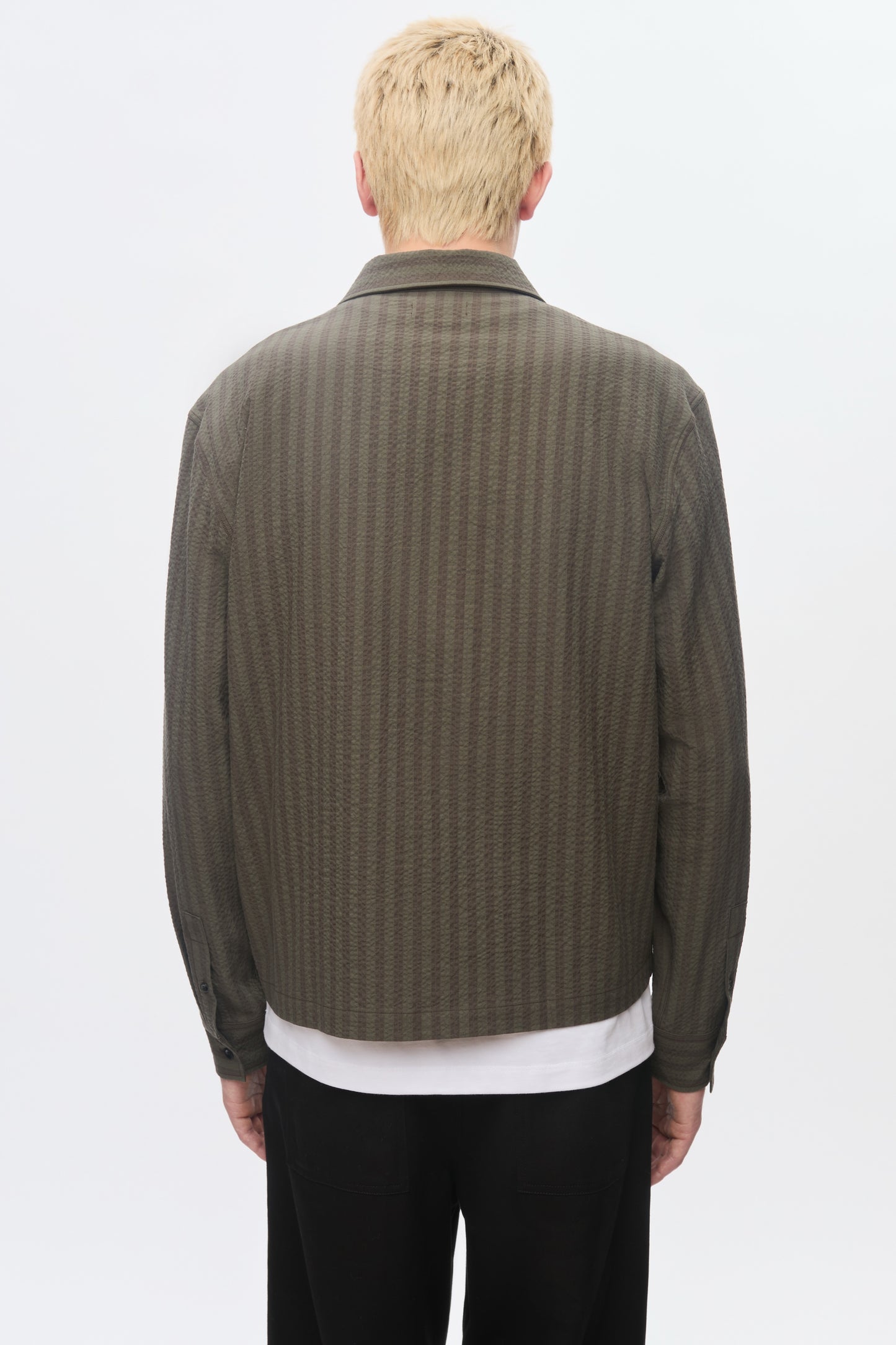 Men's Full Zip Shirt in Brown/Olive