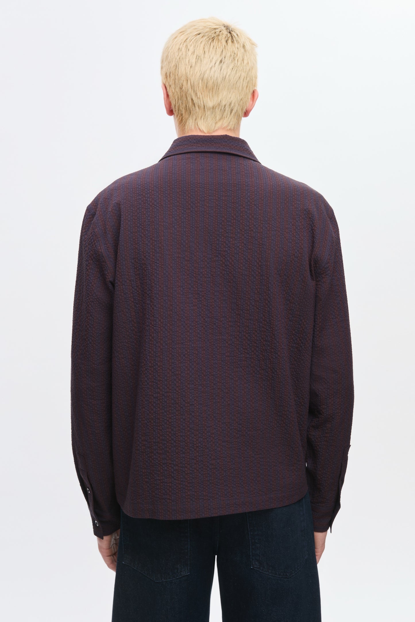 Men's Full Zip Shirt in Cocoa/Navy