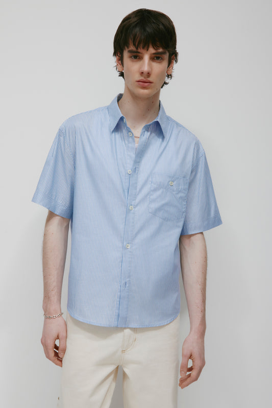 Men's Hawa Shirt in Blue/White Stripe