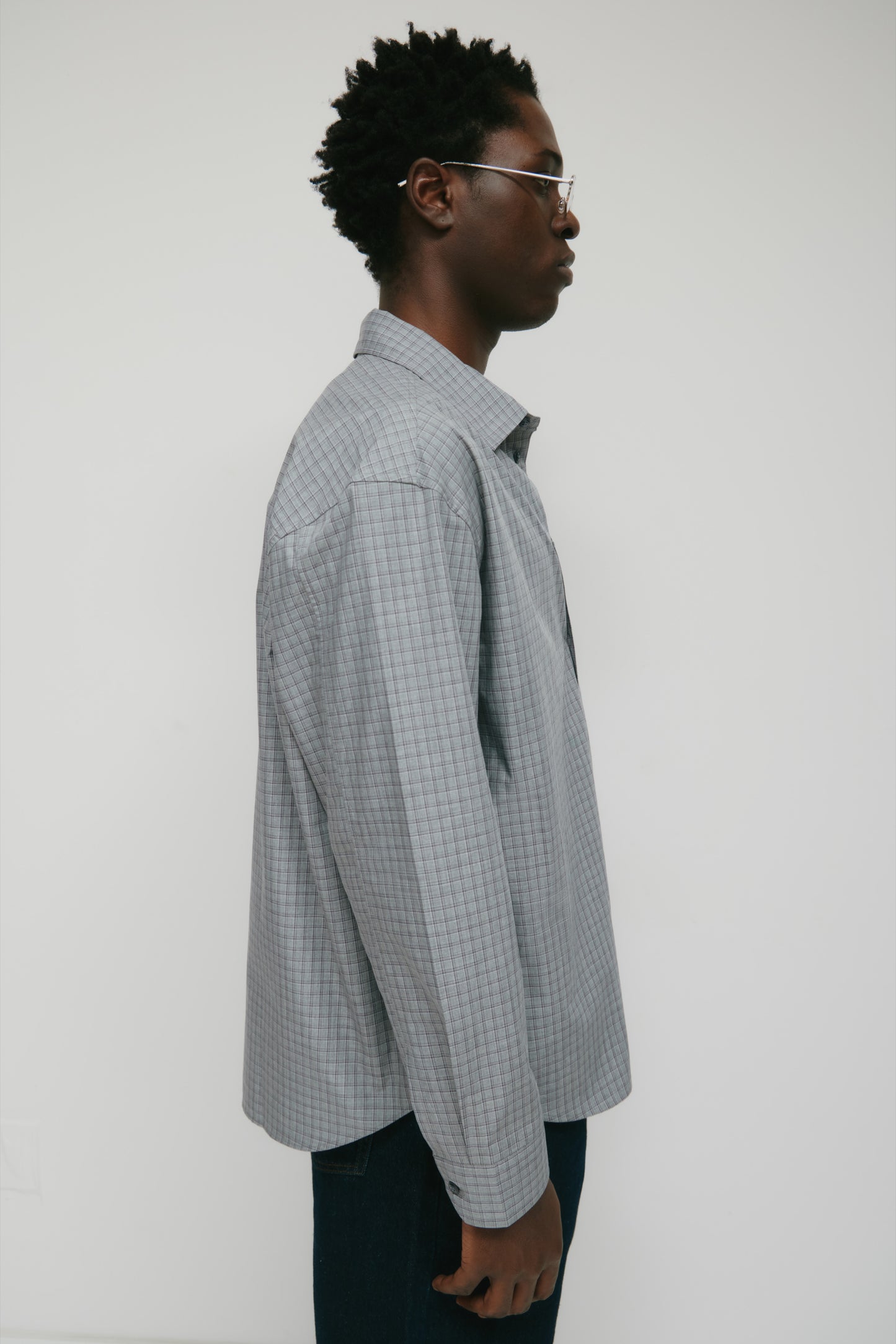 Men's Haydar Shirt in Grey/Lavender Ash Check