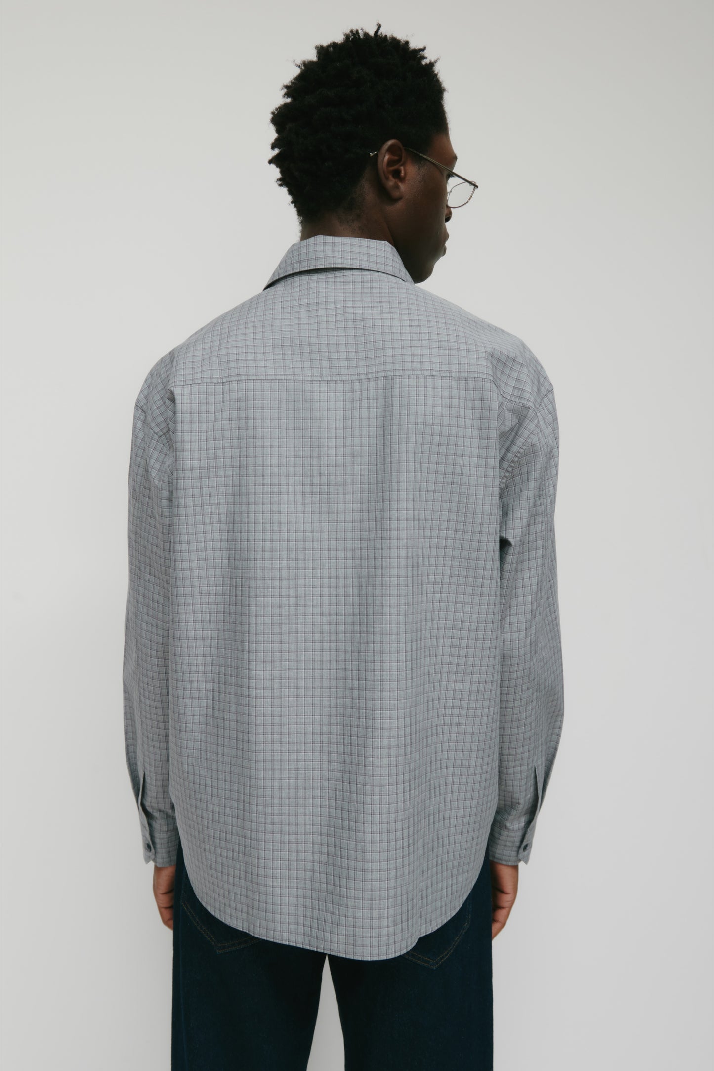 Men's Haydar Shirt in Grey/Lavender Ash Check