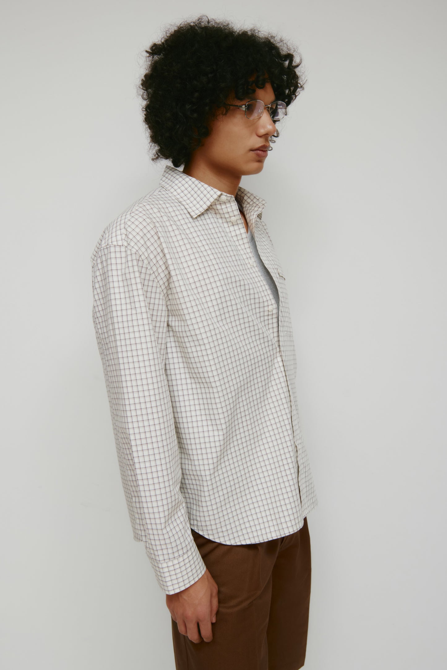 Men's Haydar Shirt in White/Grey Check
