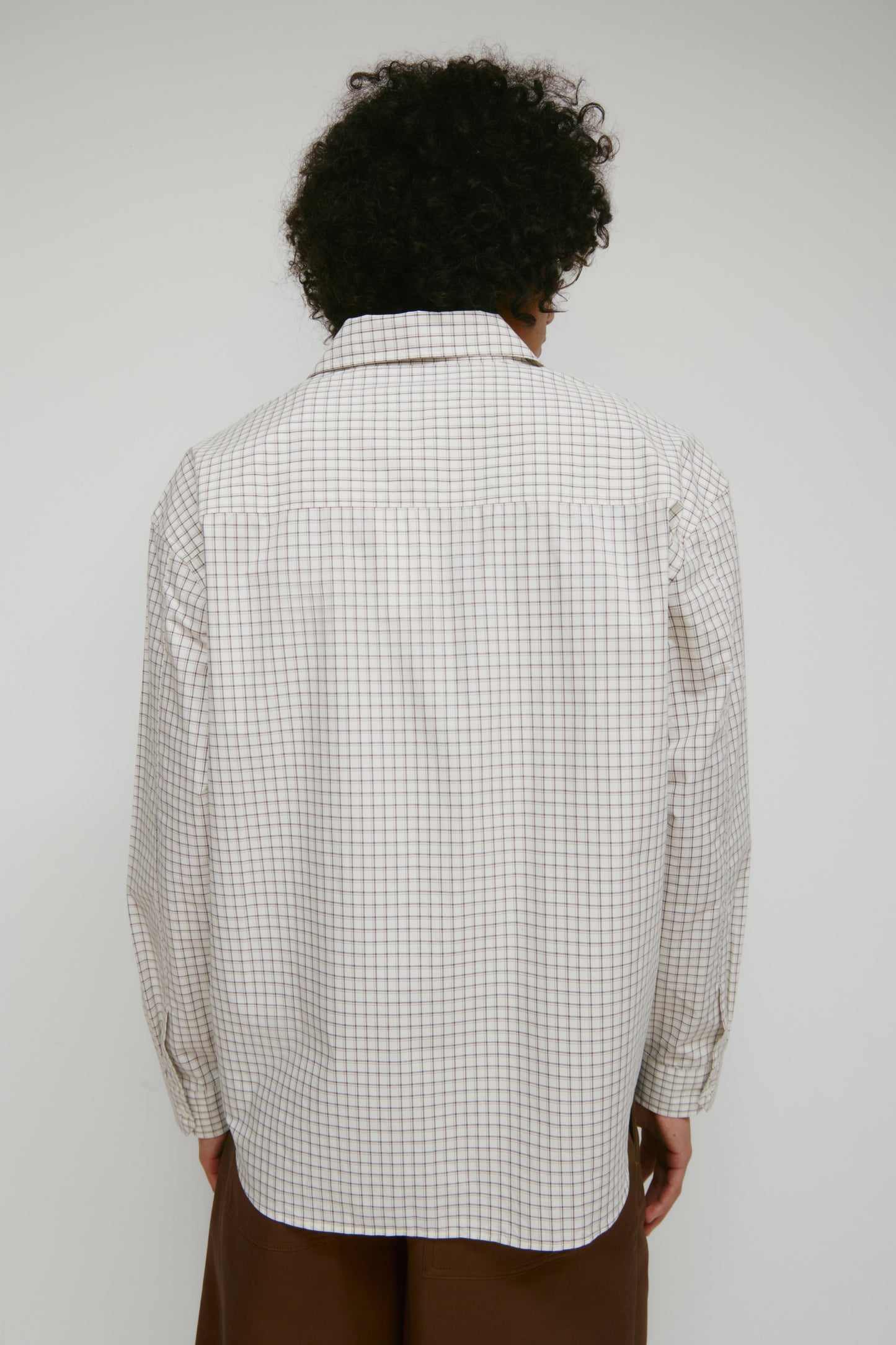 Men's Haydar Shirt in White/Grey Check
