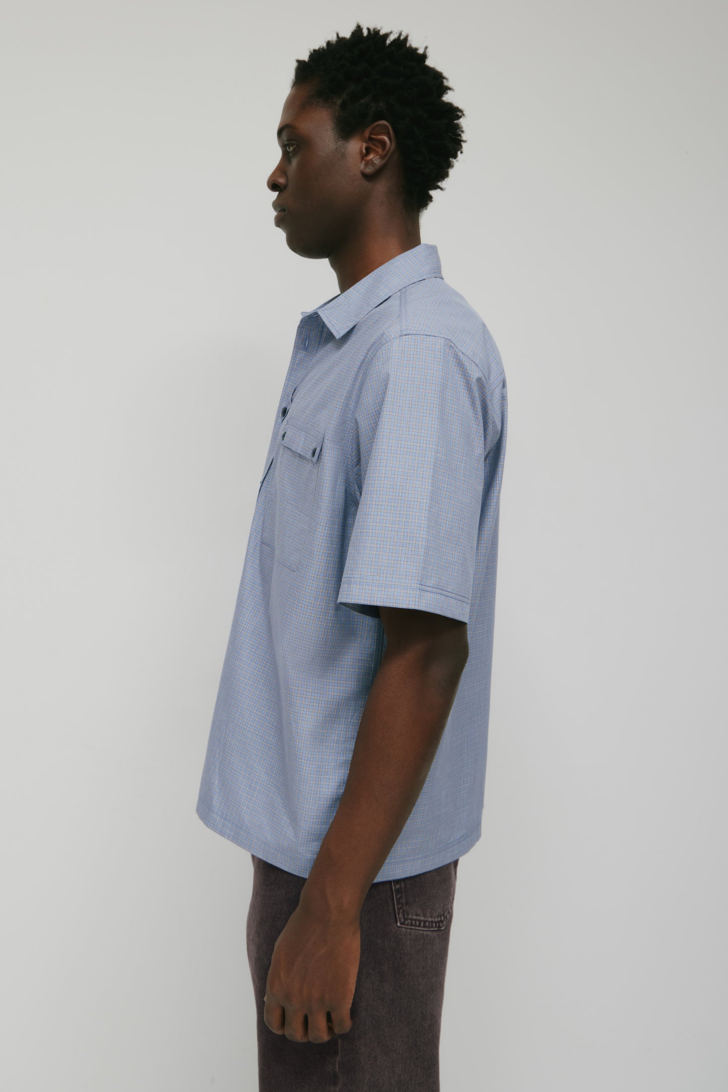 Men's Haydar Shortsleeve Shirt in Indigo/Dark Indigo Check
