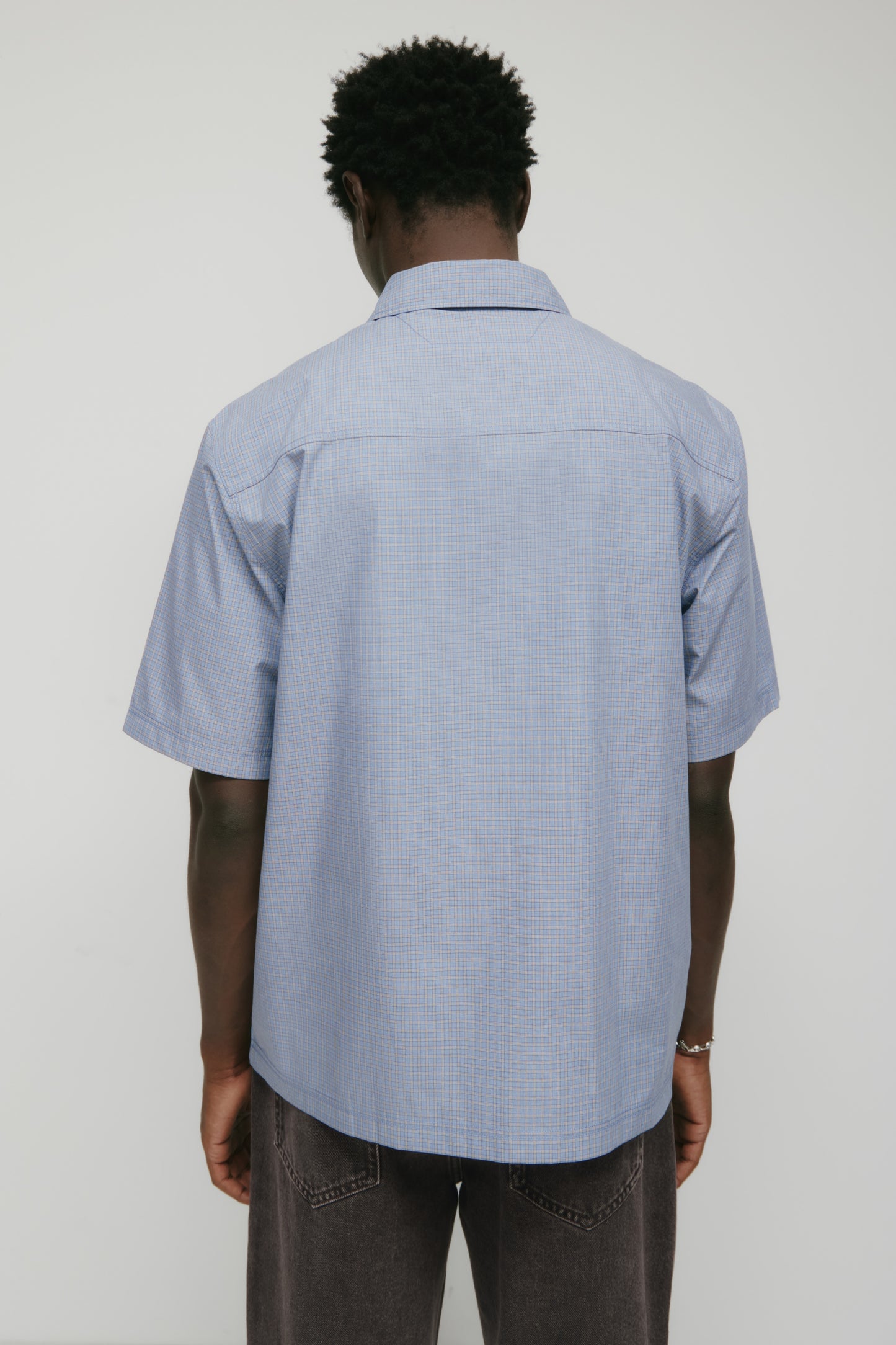 Men's Haydar Shortsleeve Shirt in Indigo/Dark Indigo Check