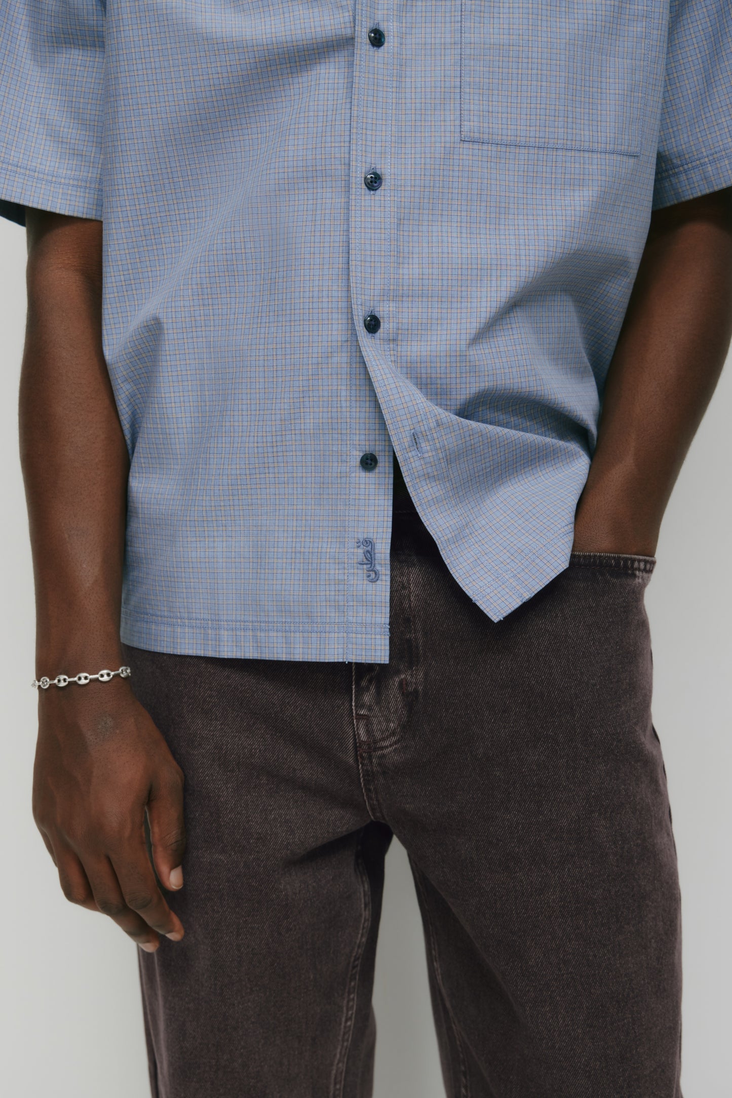 Men's Haydar Shortsleeve Shirt in Indigo/Dark Indigo Check