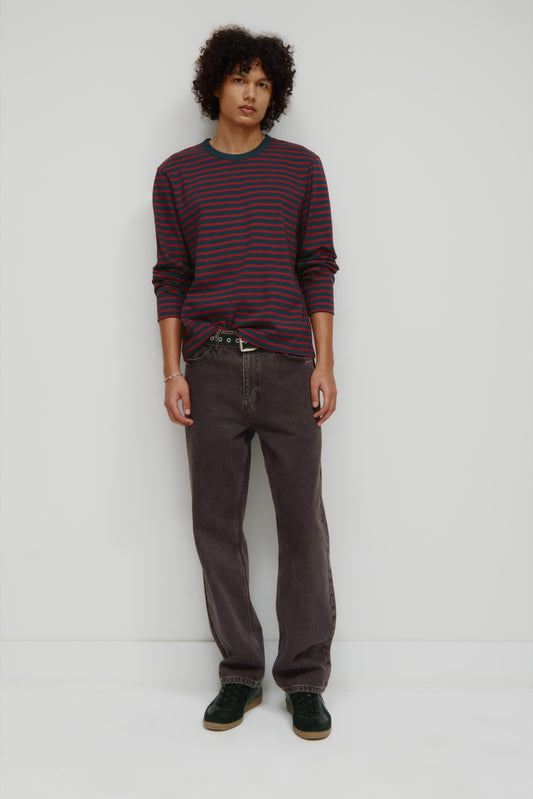 Men's Heavyweight Rib Longsleeve in Harvard/Navy Stripe