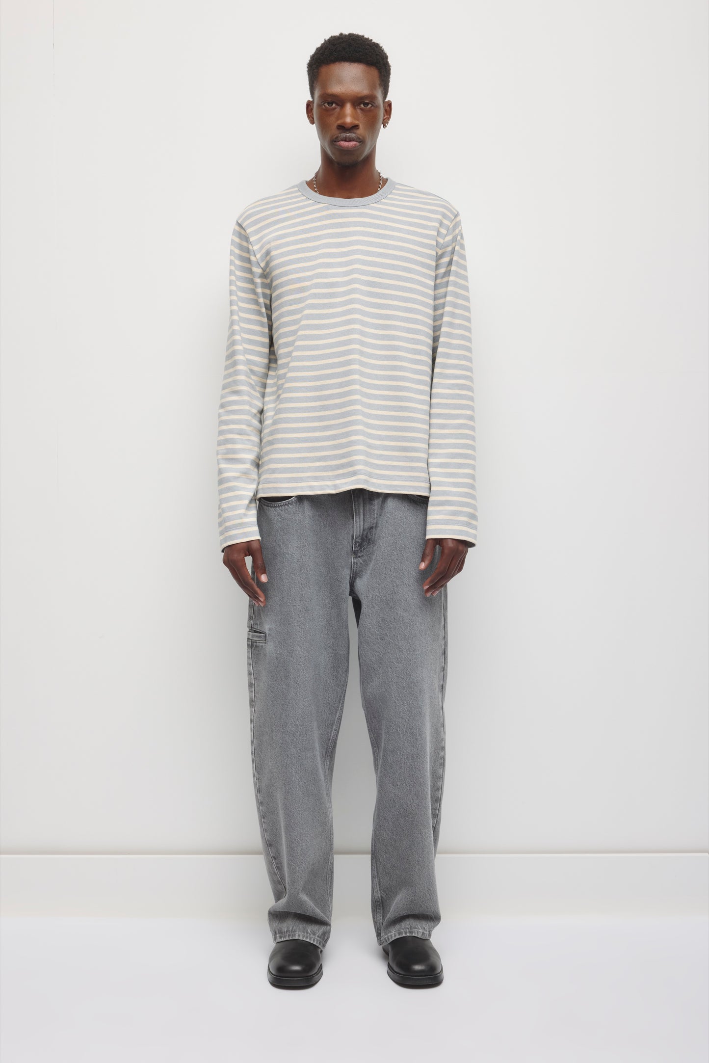 Men's Heavyweight Rib Longsleeve in Storm/Cream