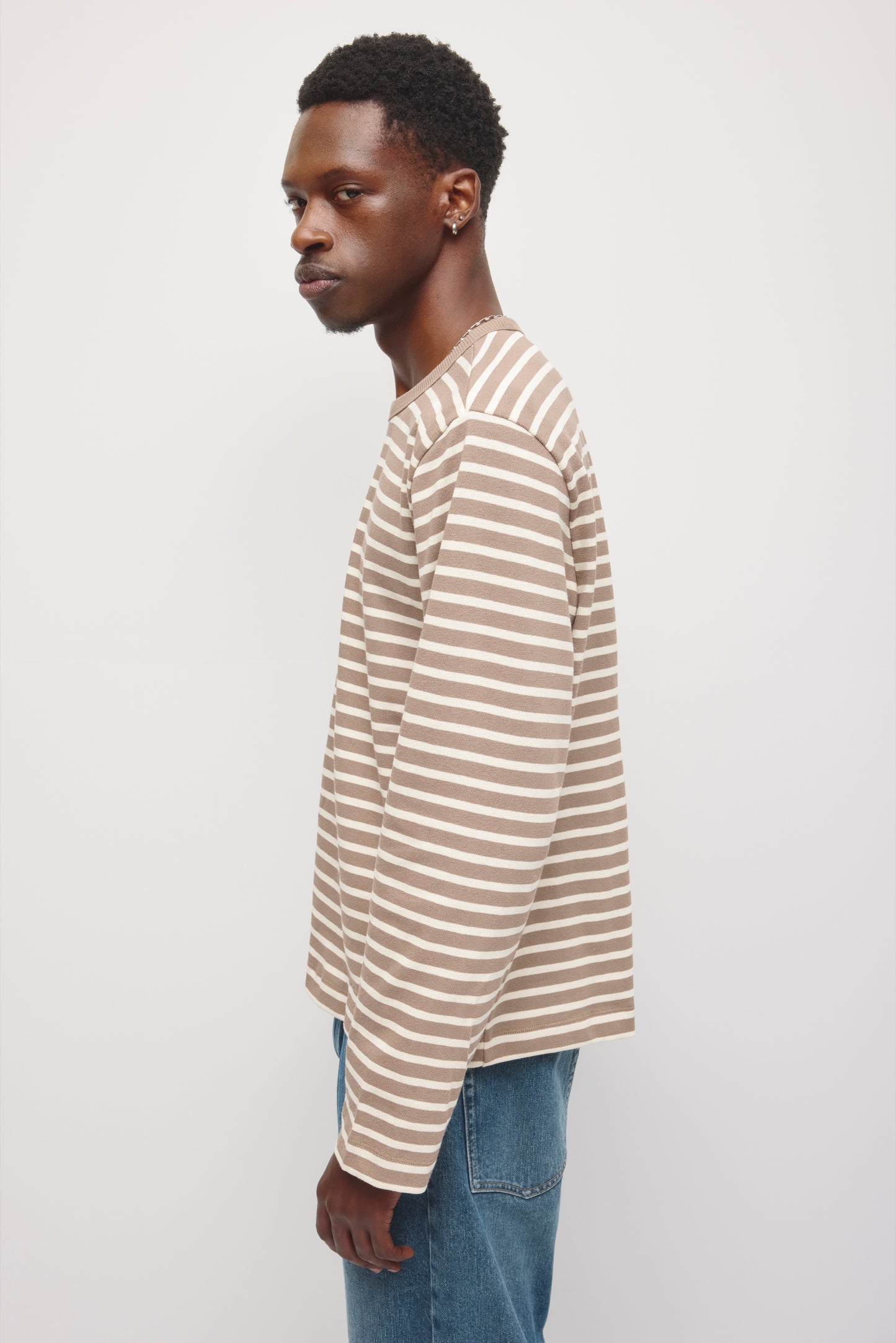 Men's Heavyweight Rib Longsleeve in Taupe/Birch