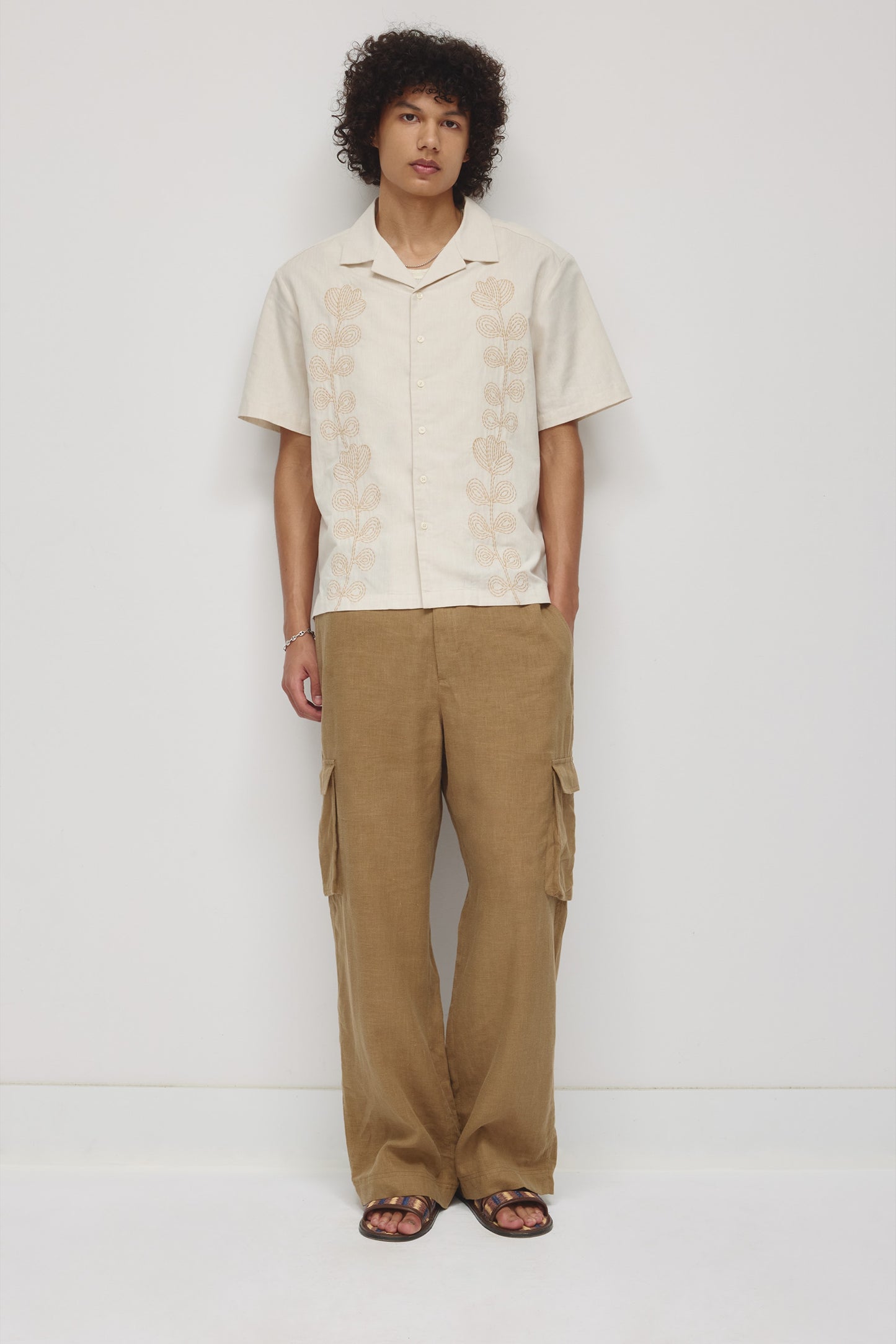 Men's Linen Camp Shirt in Natural