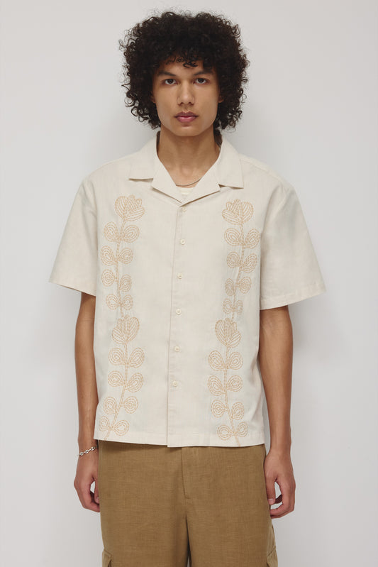 Men's Linen Camp Shirt in Natural