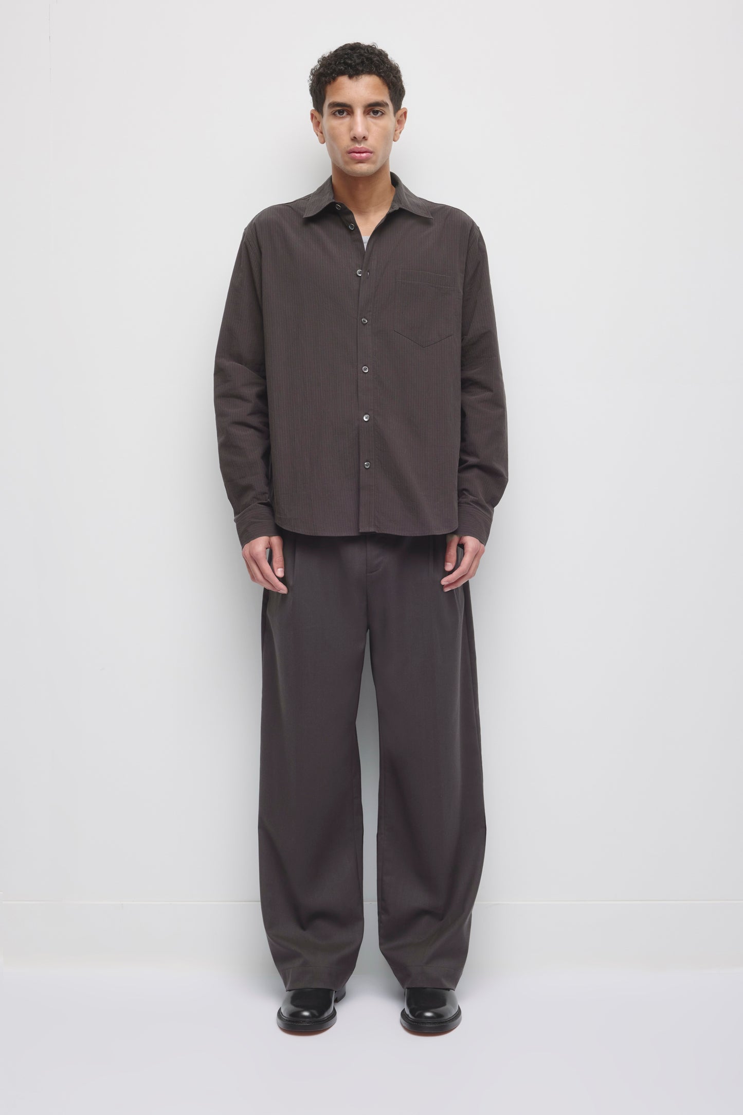 Men's Relaxed Check Shirt in Pitch Navy/Taupe Check