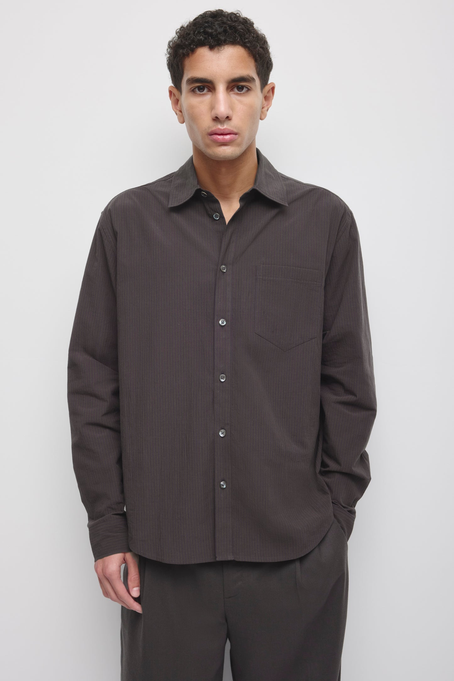 Men's Relaxed Check Shirt in Pitch Navy/Taupe Check