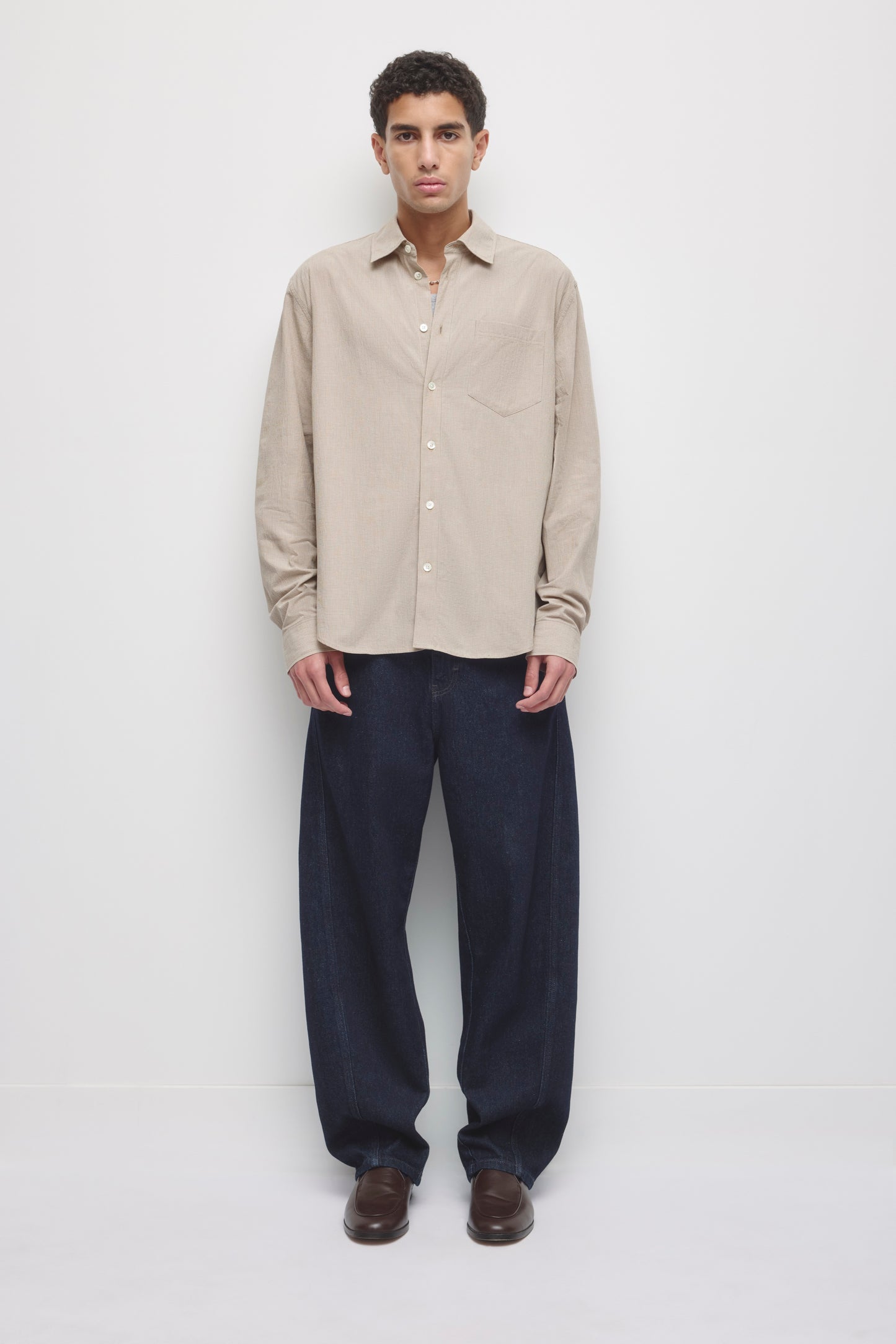Men's Relaxed Check Shirt in Teak Check
