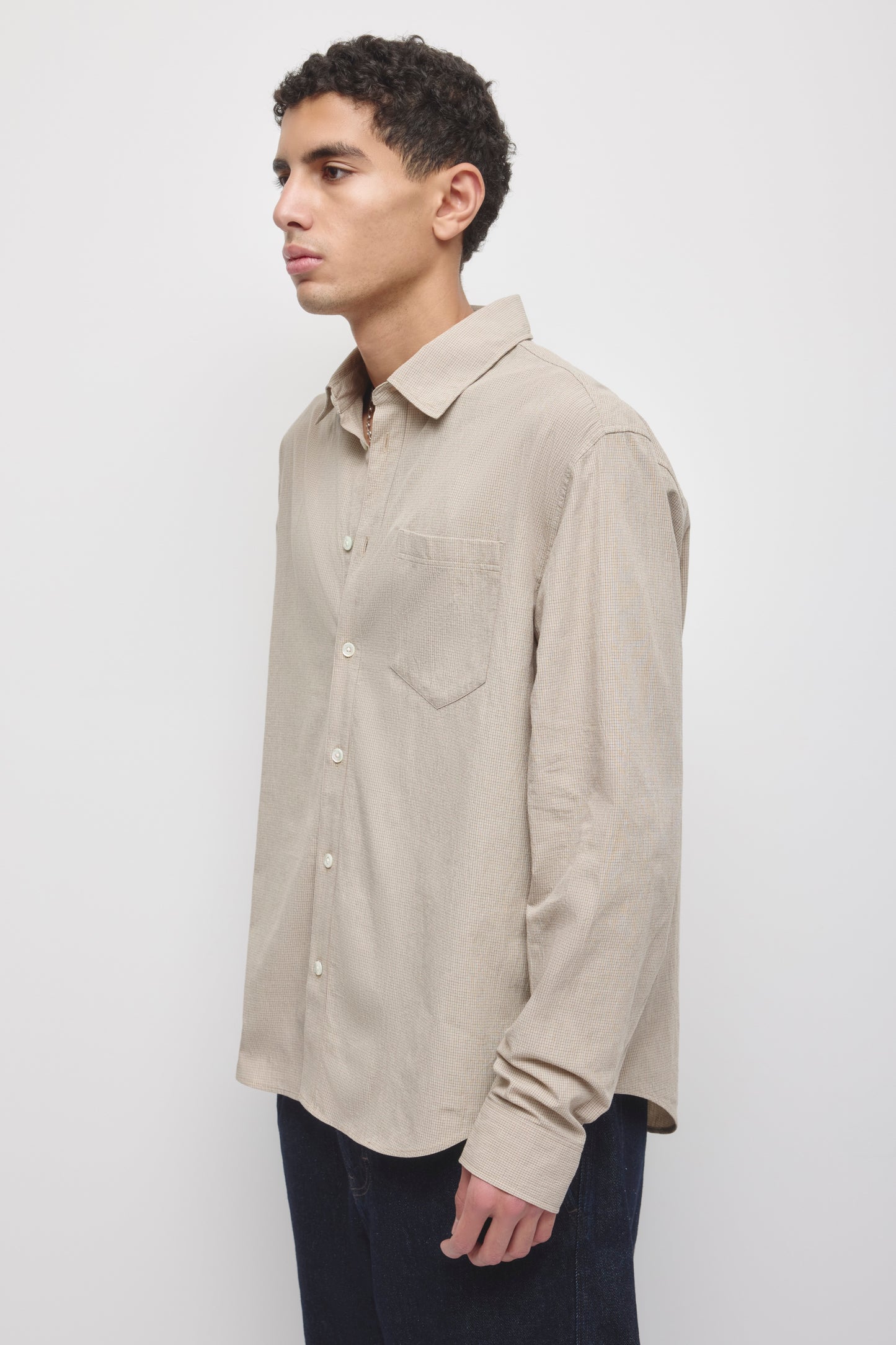 Men's Relaxed Check Shirt in Teak Check