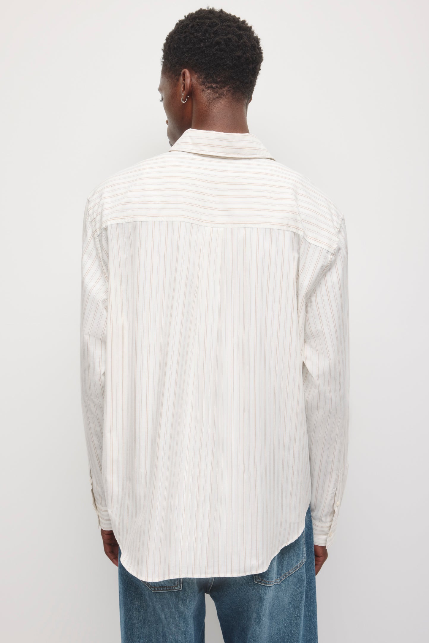 Men's Relaxed Stripe Shirt in Birch/Winter Sky Stripe