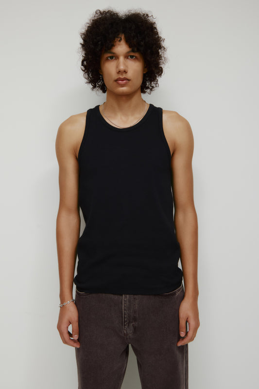 Men's Rib Tank in Black