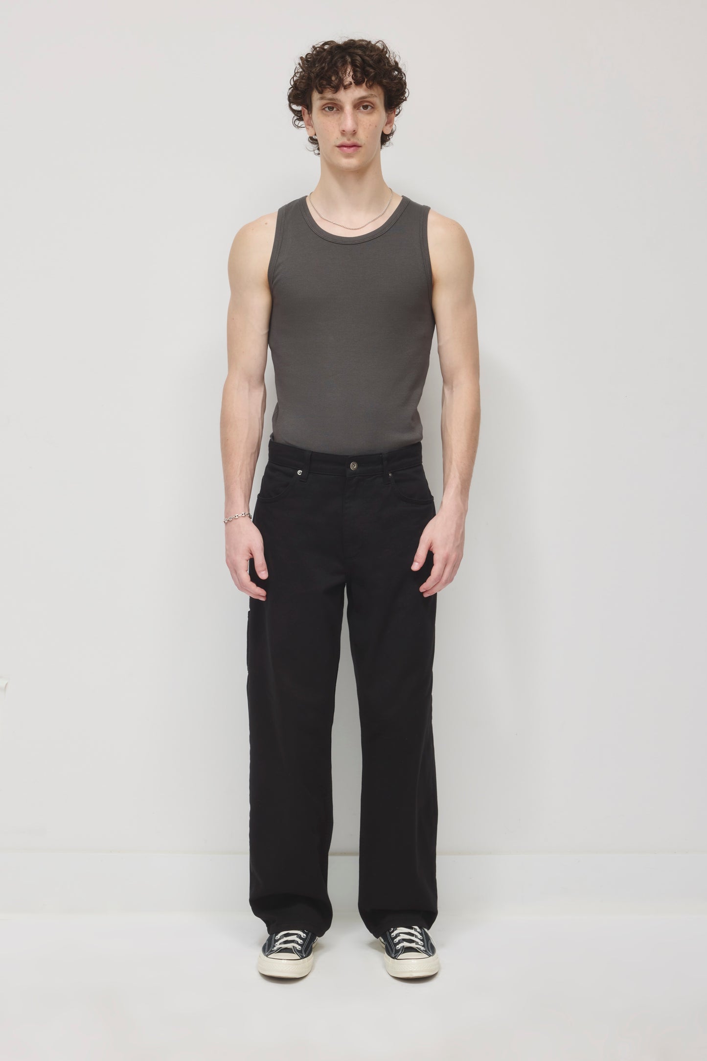 Men's Rib Tank in Charcoal