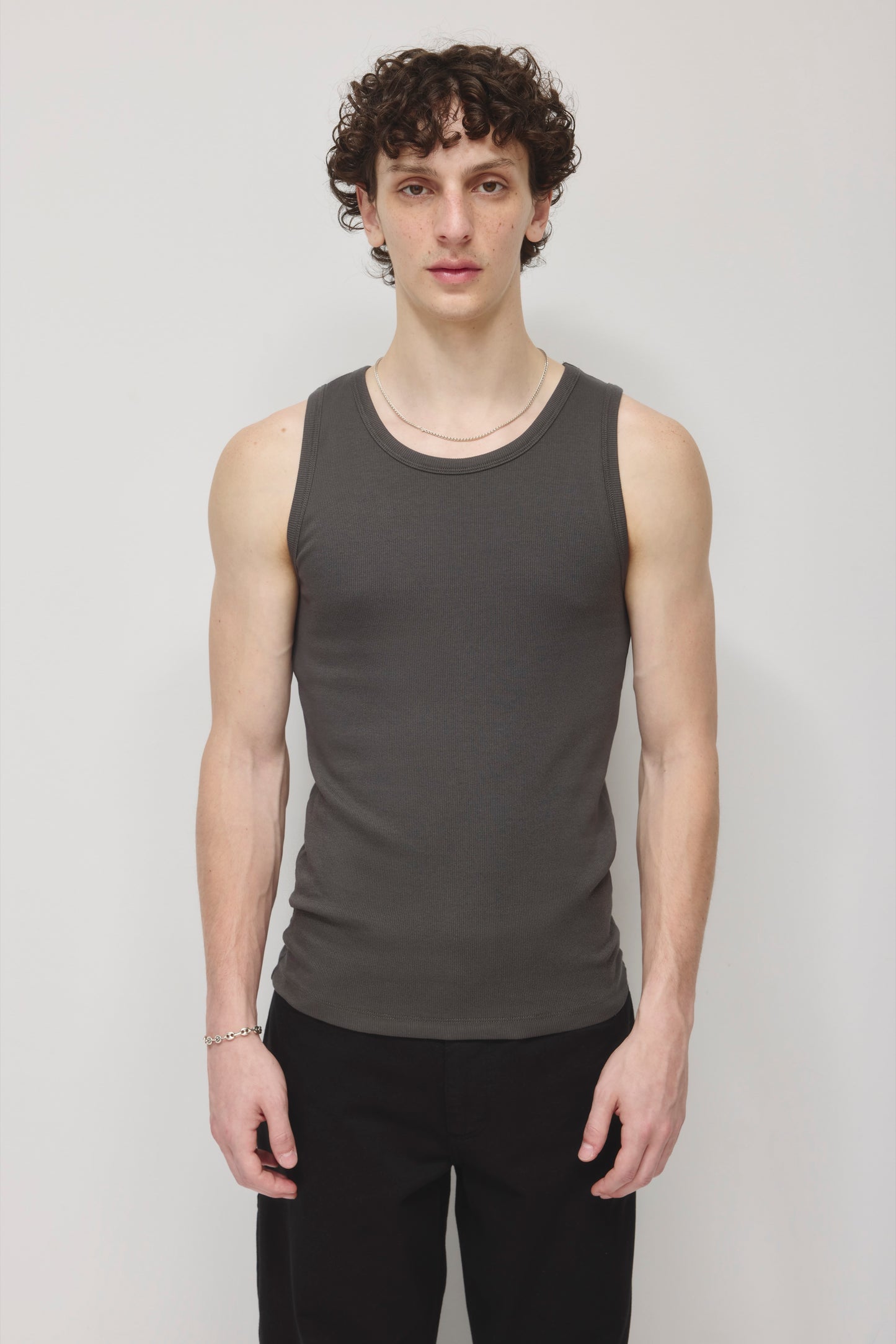 Men's Rib Tank in Charcoal