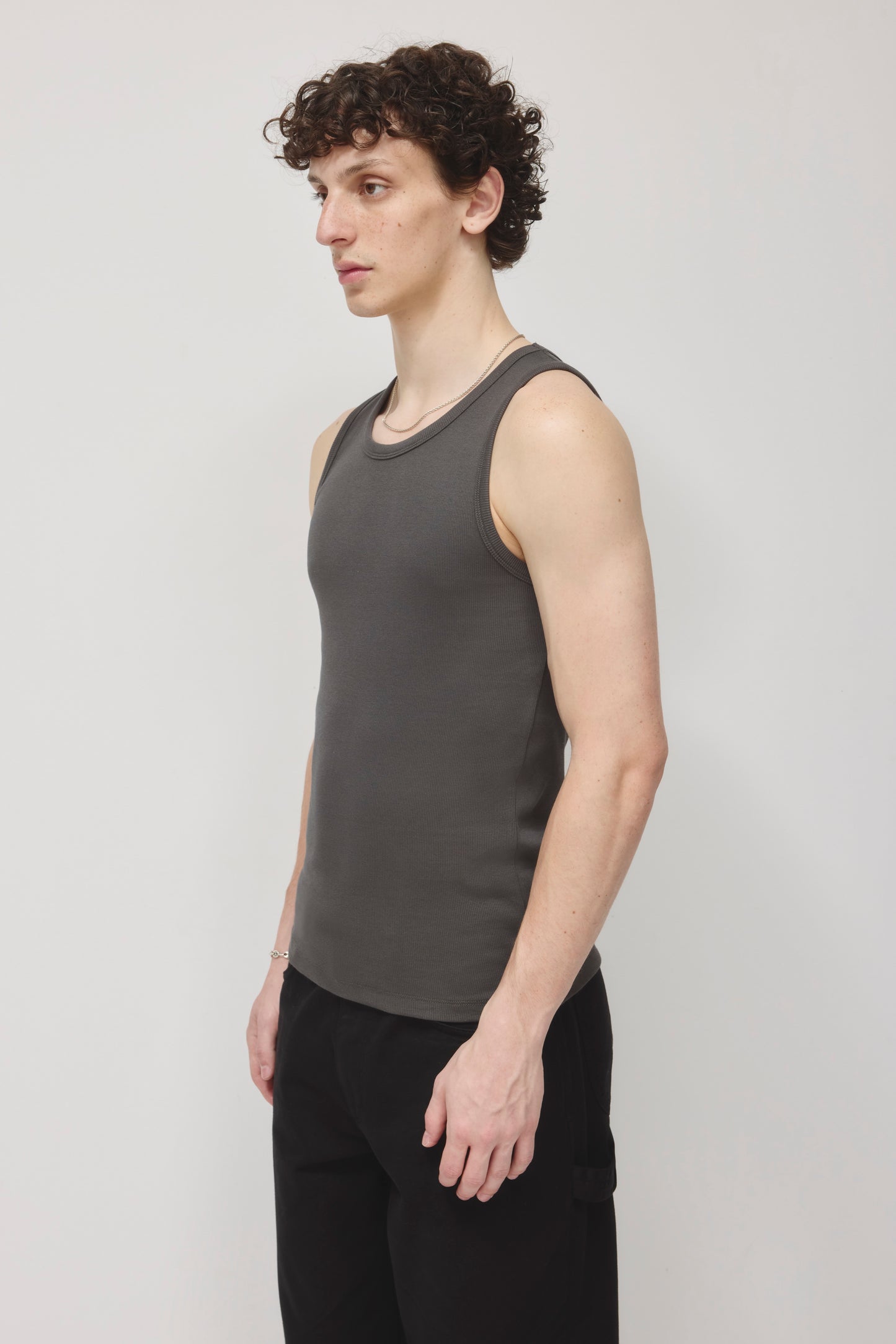 Men's Rib Tank in Charcoal