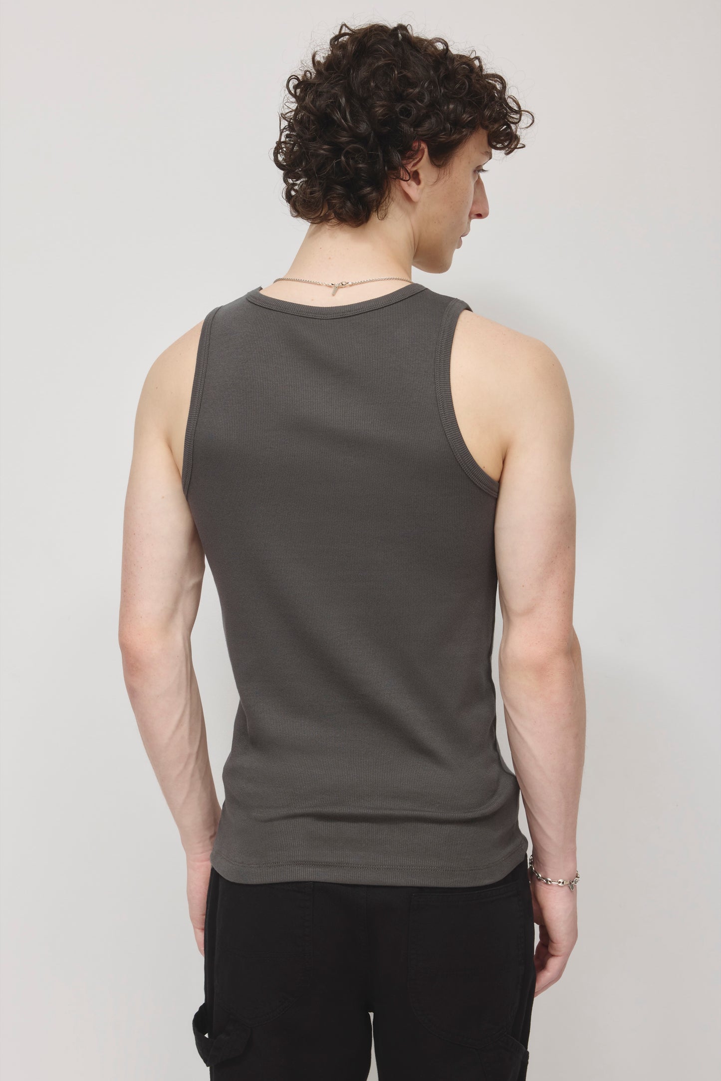 Men's Rib Tank in Charcoal