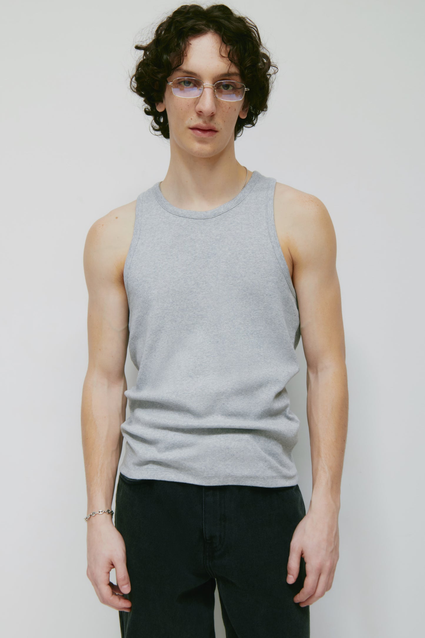 Men's Rib Tank in Heather Grey