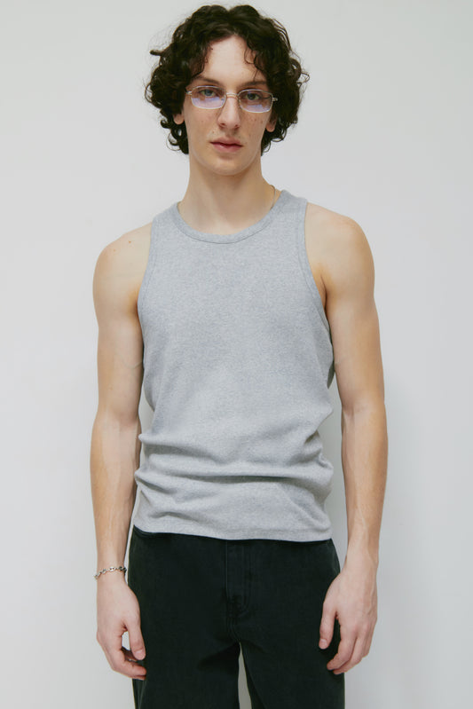 Men's Rib Tank in Heather Grey