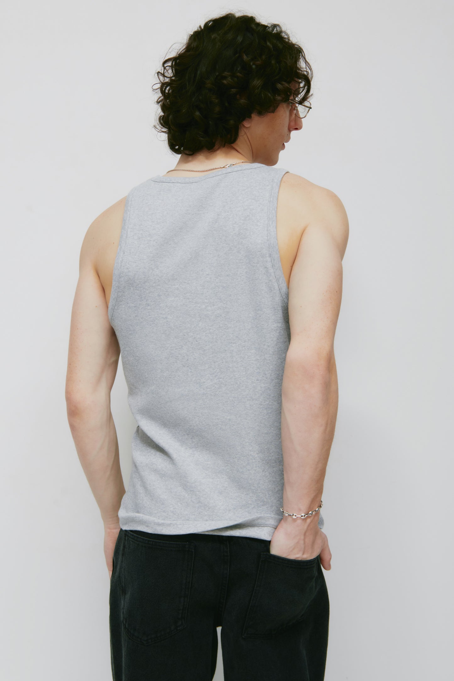 Men's Rib Tank in Heather Grey