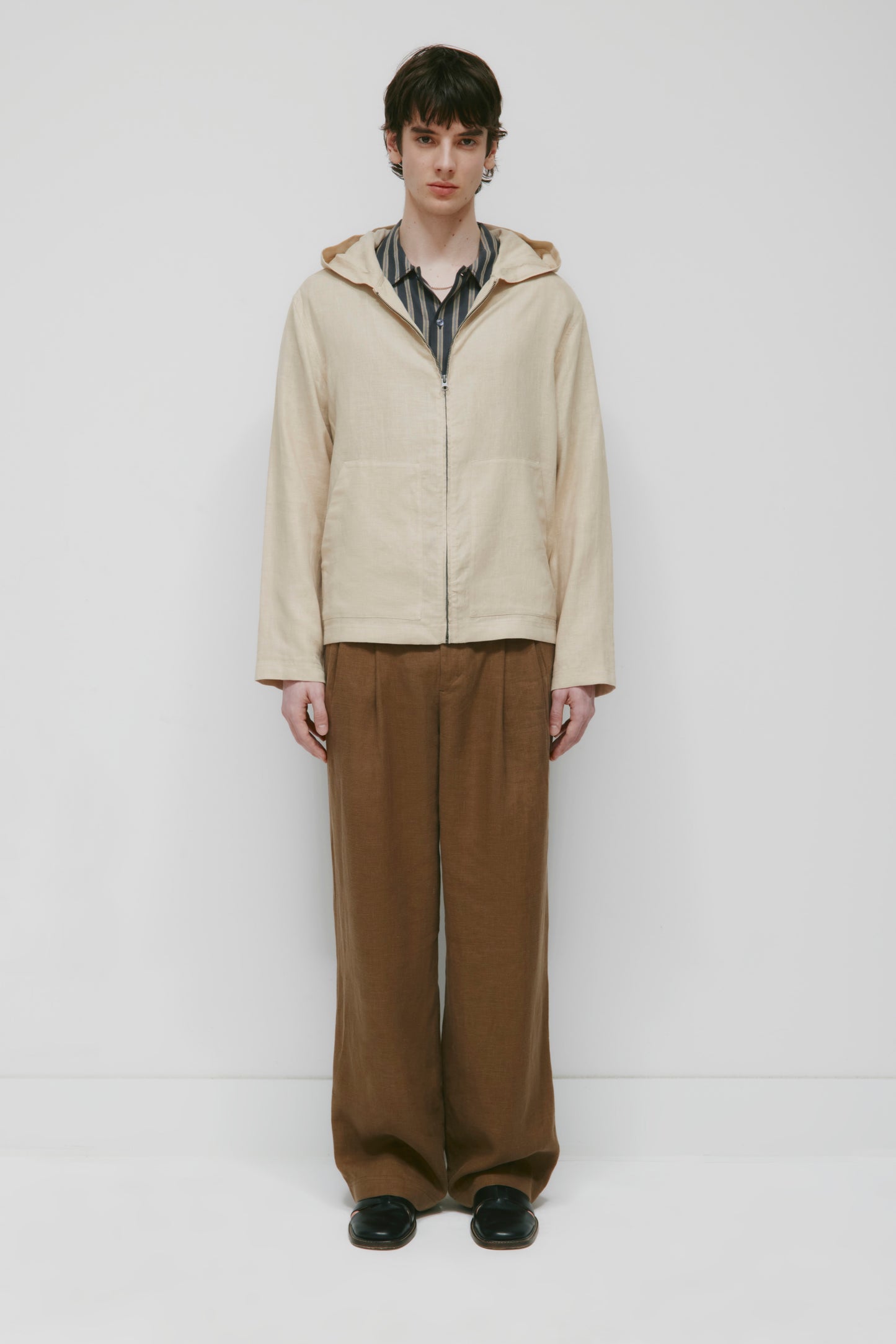 Men's Sila Linen Hoodie in Stone
